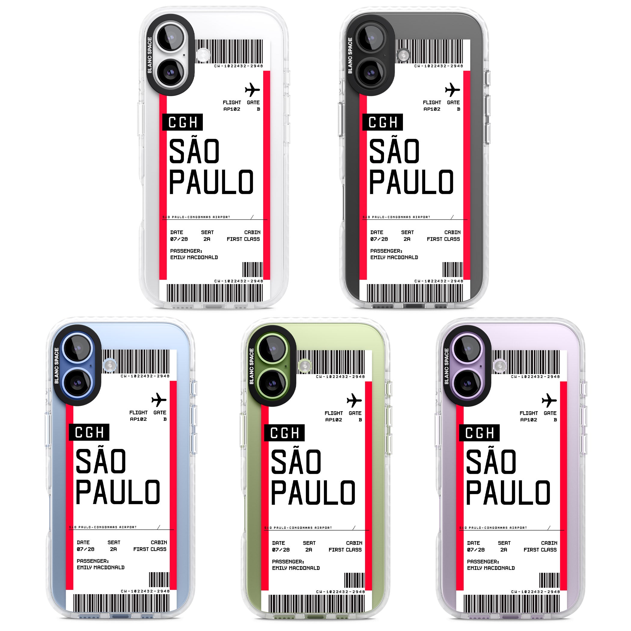 Personalised São Paulo Boarding Pass iPhone 17 Impact Clear Phone Case APT Impact Protection