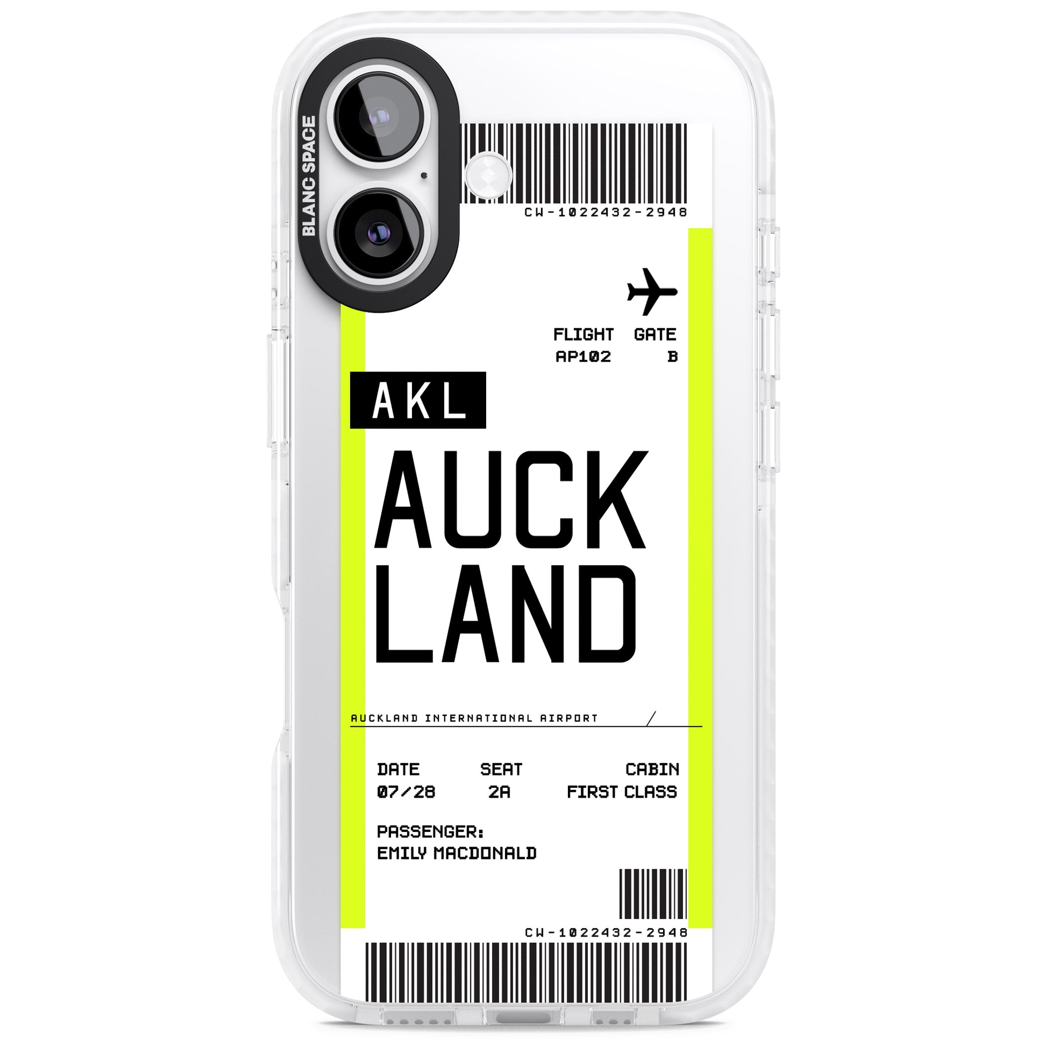 Personalised Auckland Boarding Pass iPhone 17 Impact Clear Phone Case