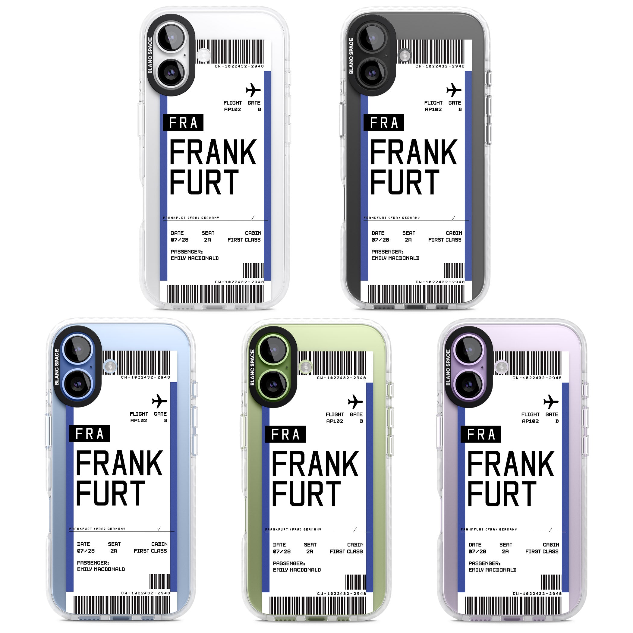 Personalised Frankfurt Boarding Pass iPhone 17 Impact Clear Phone Case APT Impact Protection