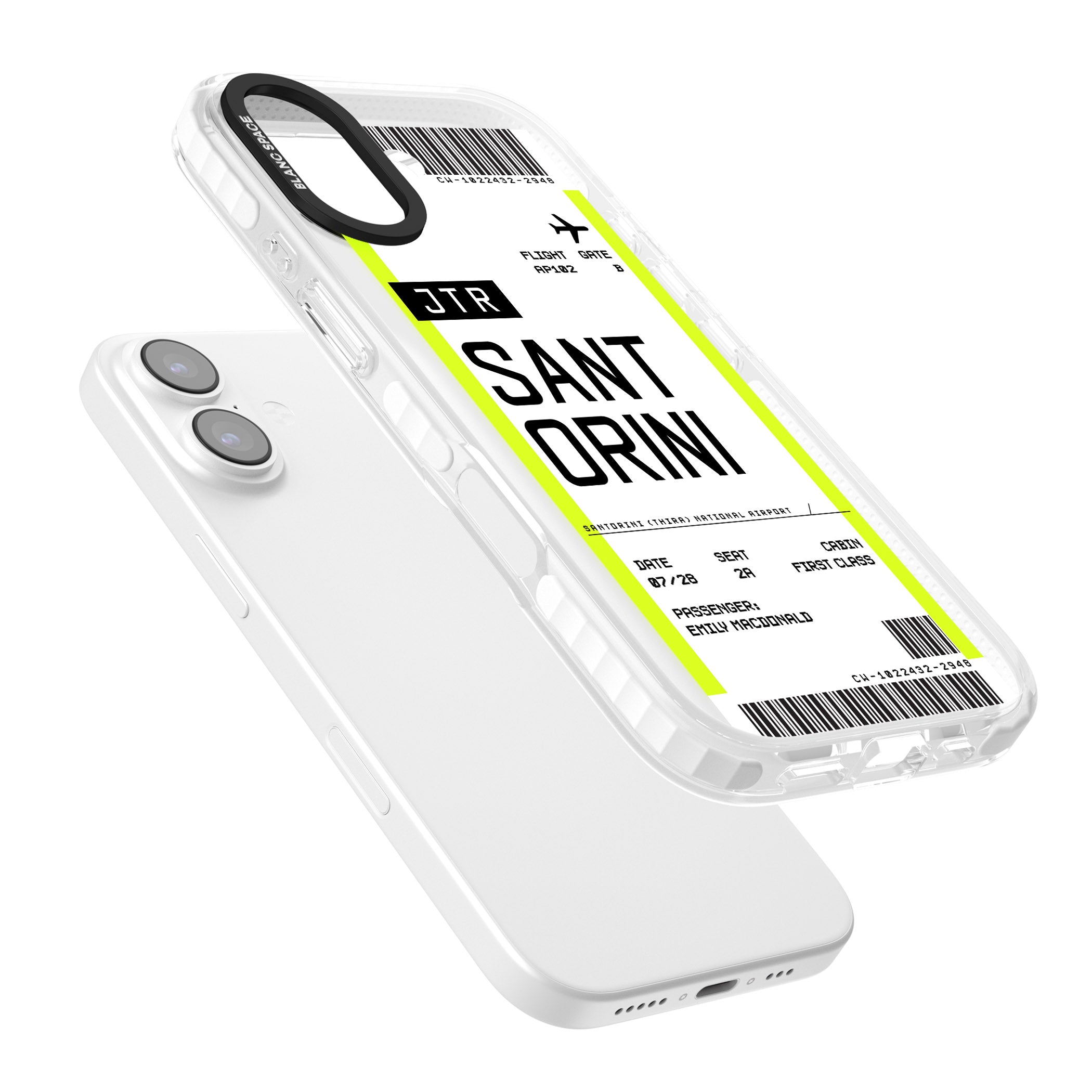 Personalised Santorini Boarding Pass iPhone 17 Impact Clear Phone Case Colours