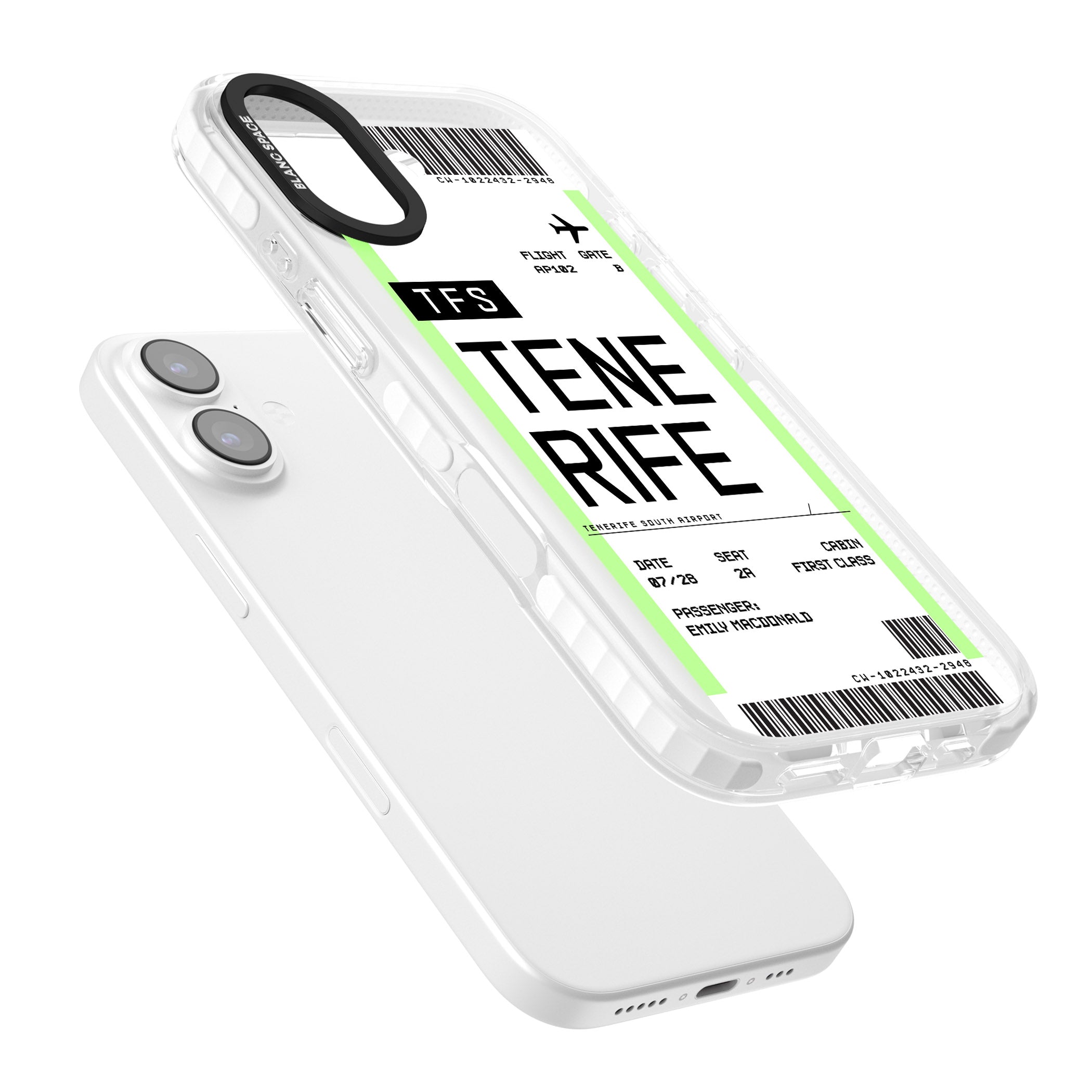 Personalised Tenerife Boarding Pass iPhone 17 Impact Clear Phone Case Colours