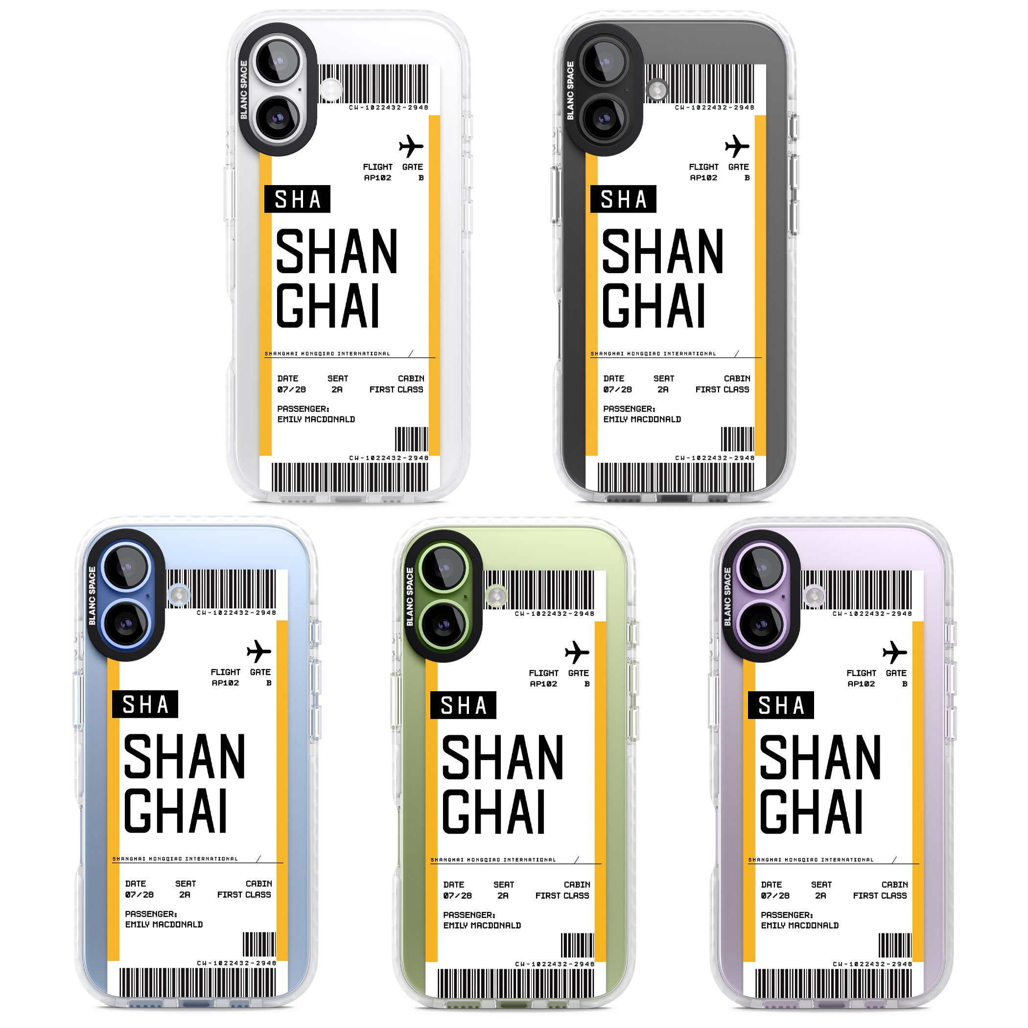 Personalised Shanghai Boarding Pass iPhone 17 Impact Clear Phone Case APT Impact Protection