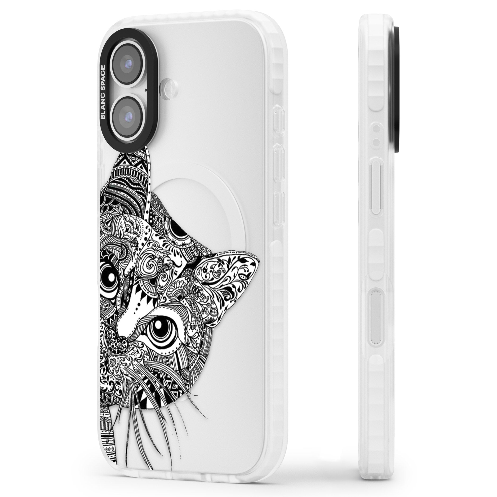 Henna Cat iPhone 17 Impact Clear Phone Case Side Profile