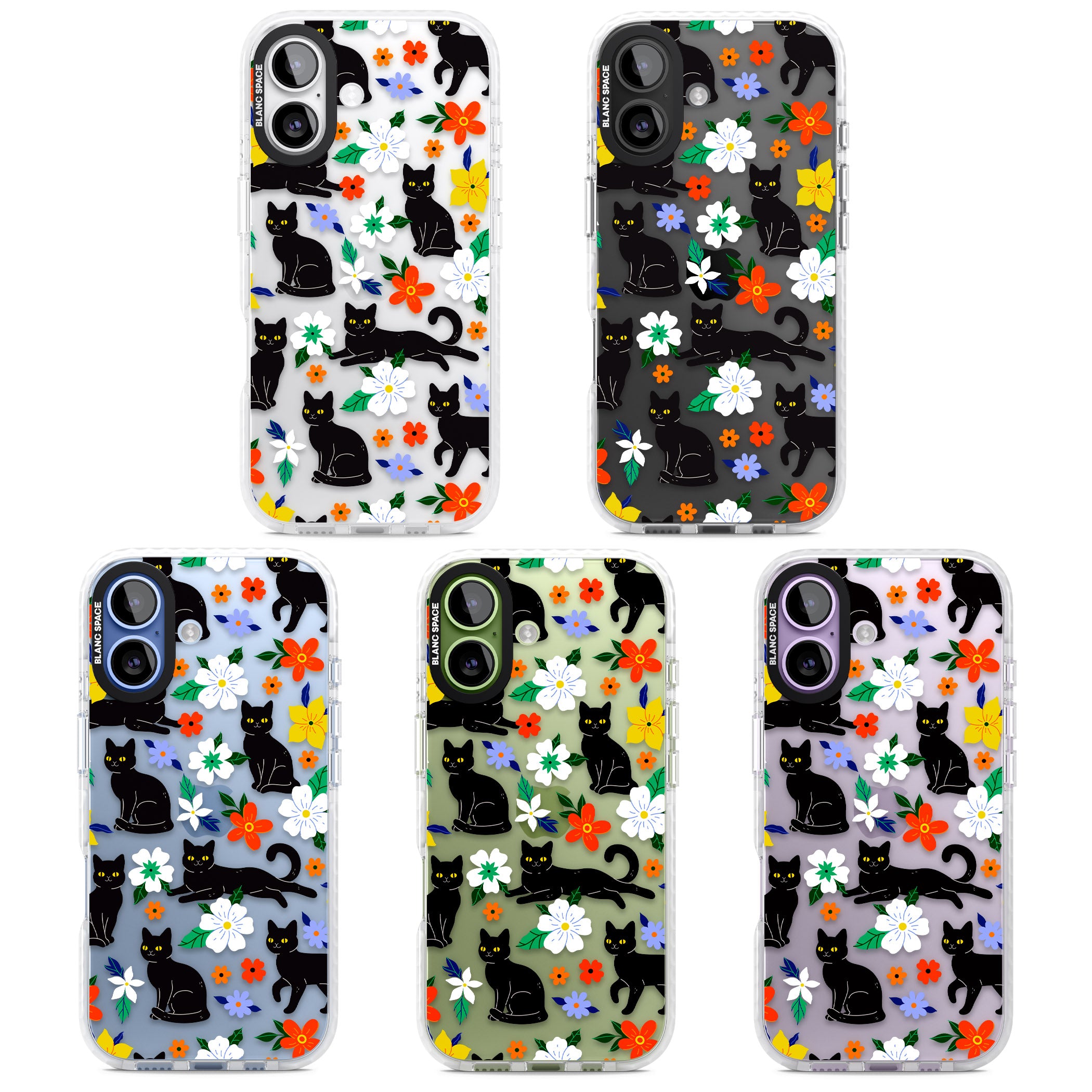 Cats Flowers iPhone 17 Impact Clear Phone Case APT Impact Protection