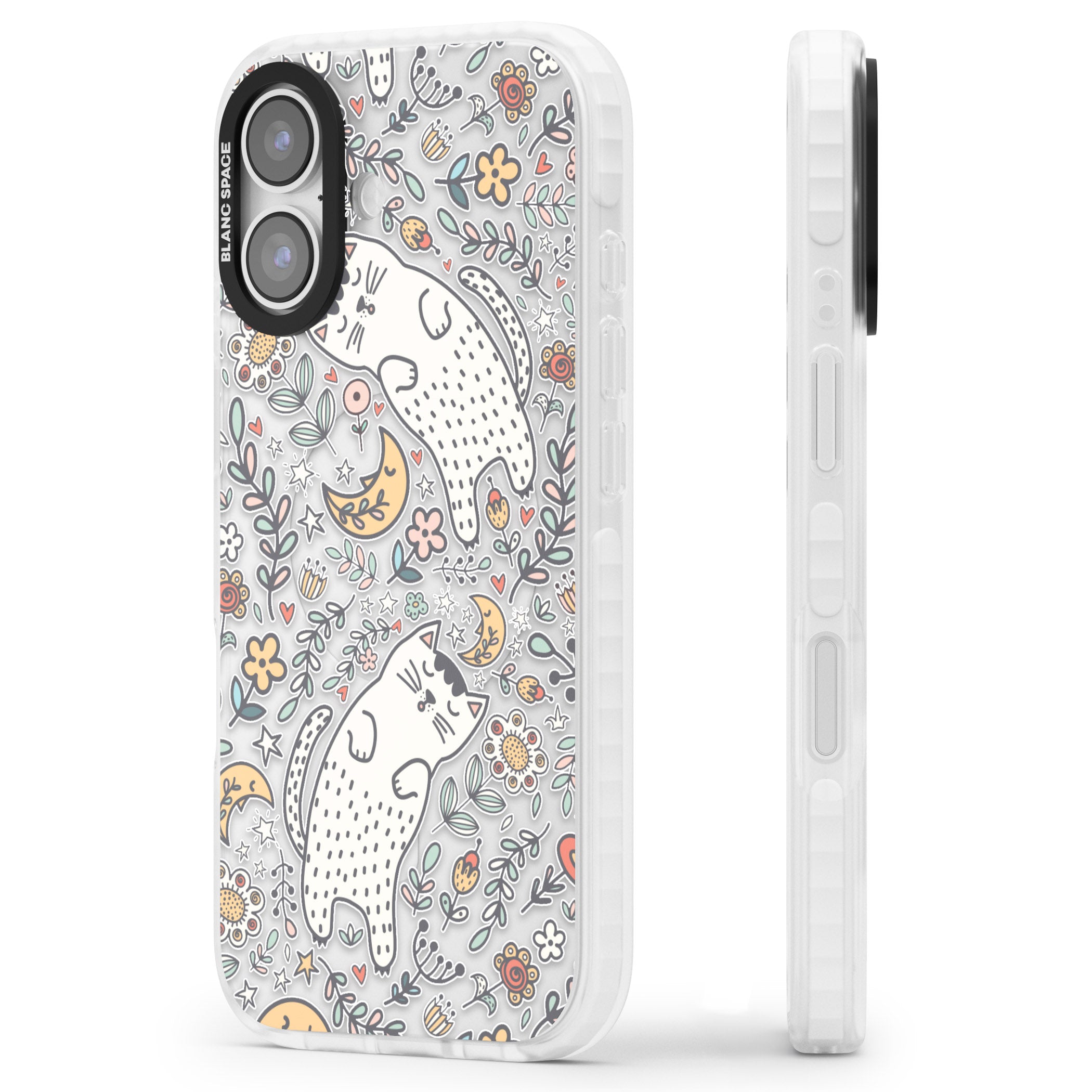 Sleeping Cat Pattern iPhone 17 Impact Clear Phone Case Side Profile