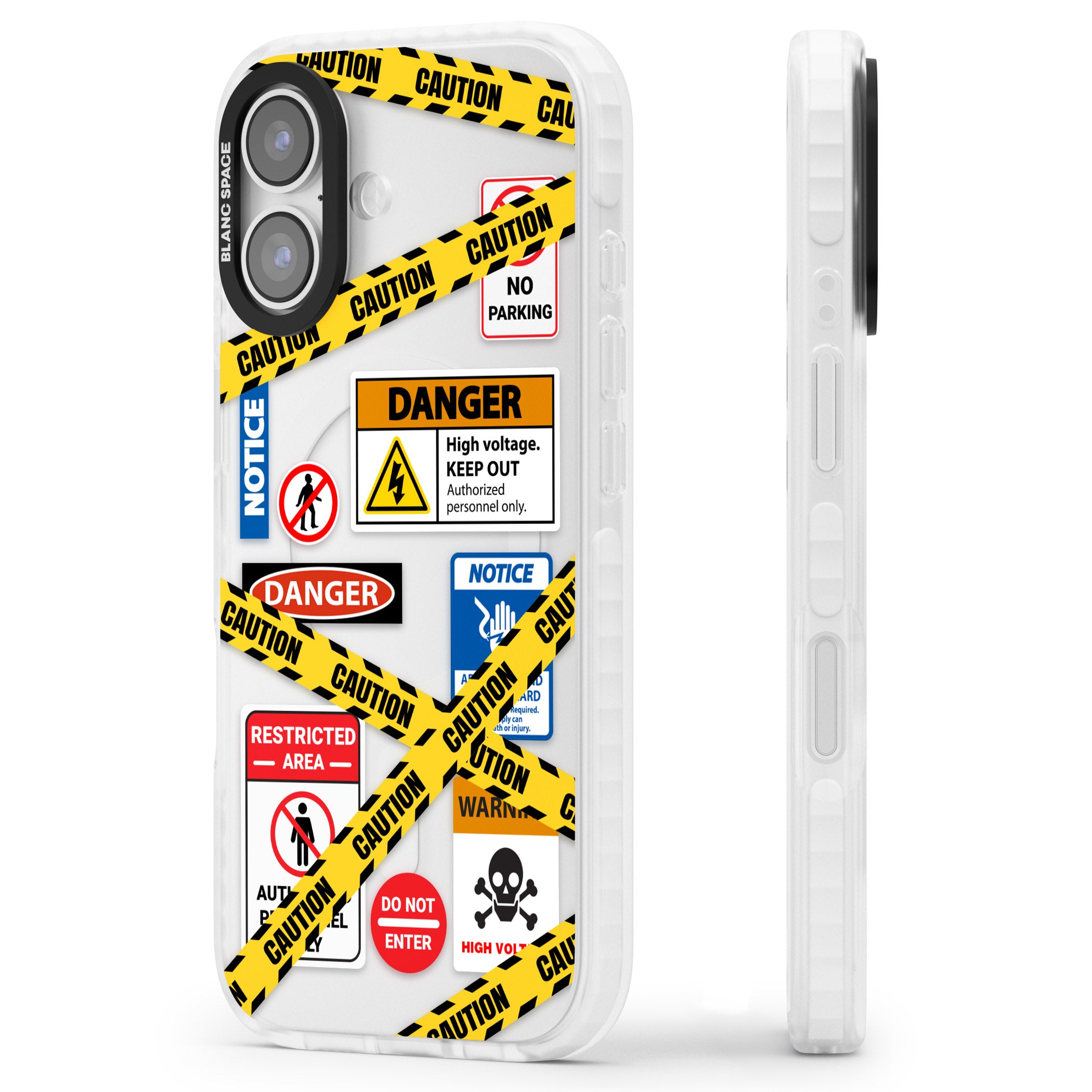 Caution Sign iPhone 17 Impact Clear Phone Case Side Profile