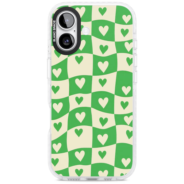 Green Wavy Checked Hearts