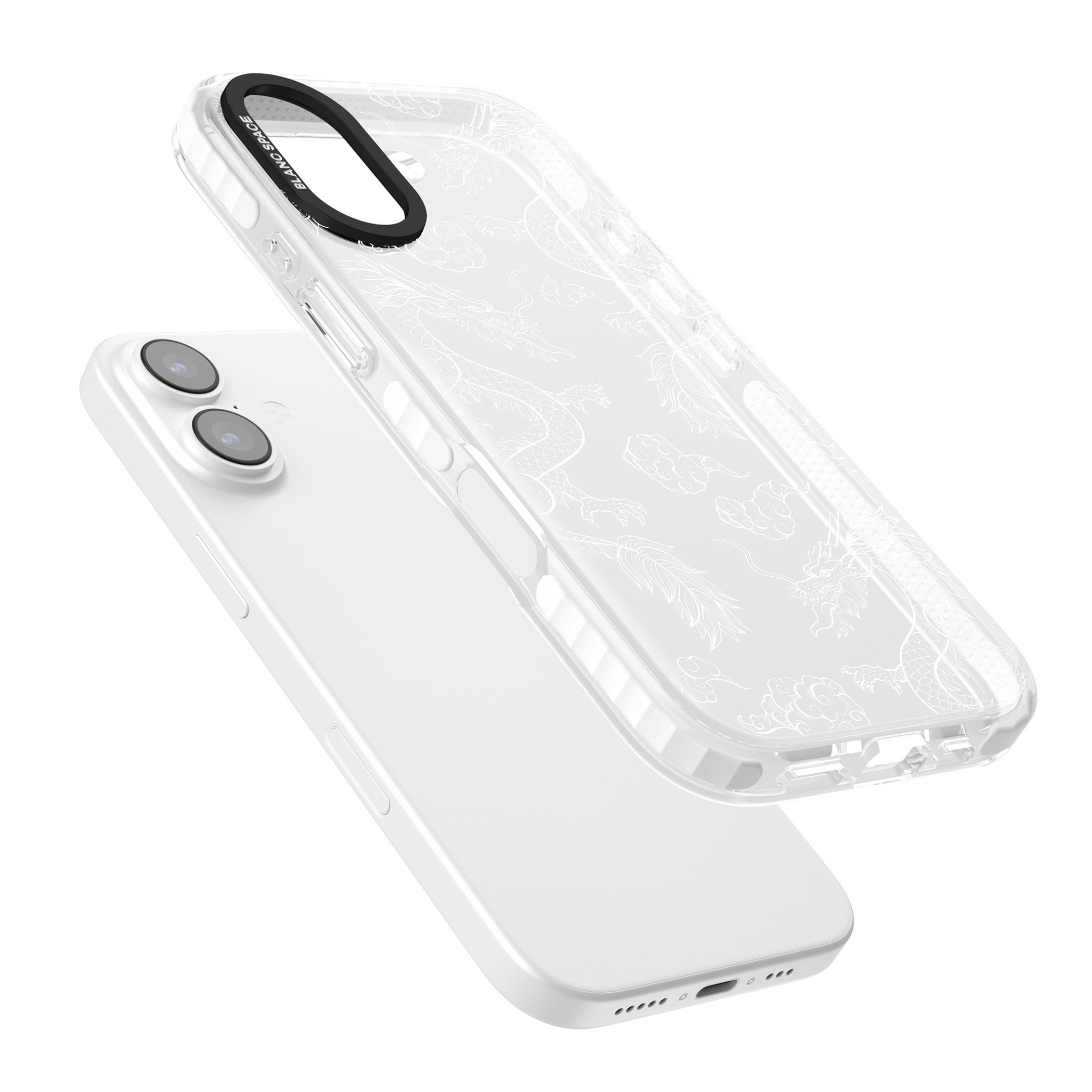 White Dragon Pattern iPhone 17 Impact Clear Phone Case Colours