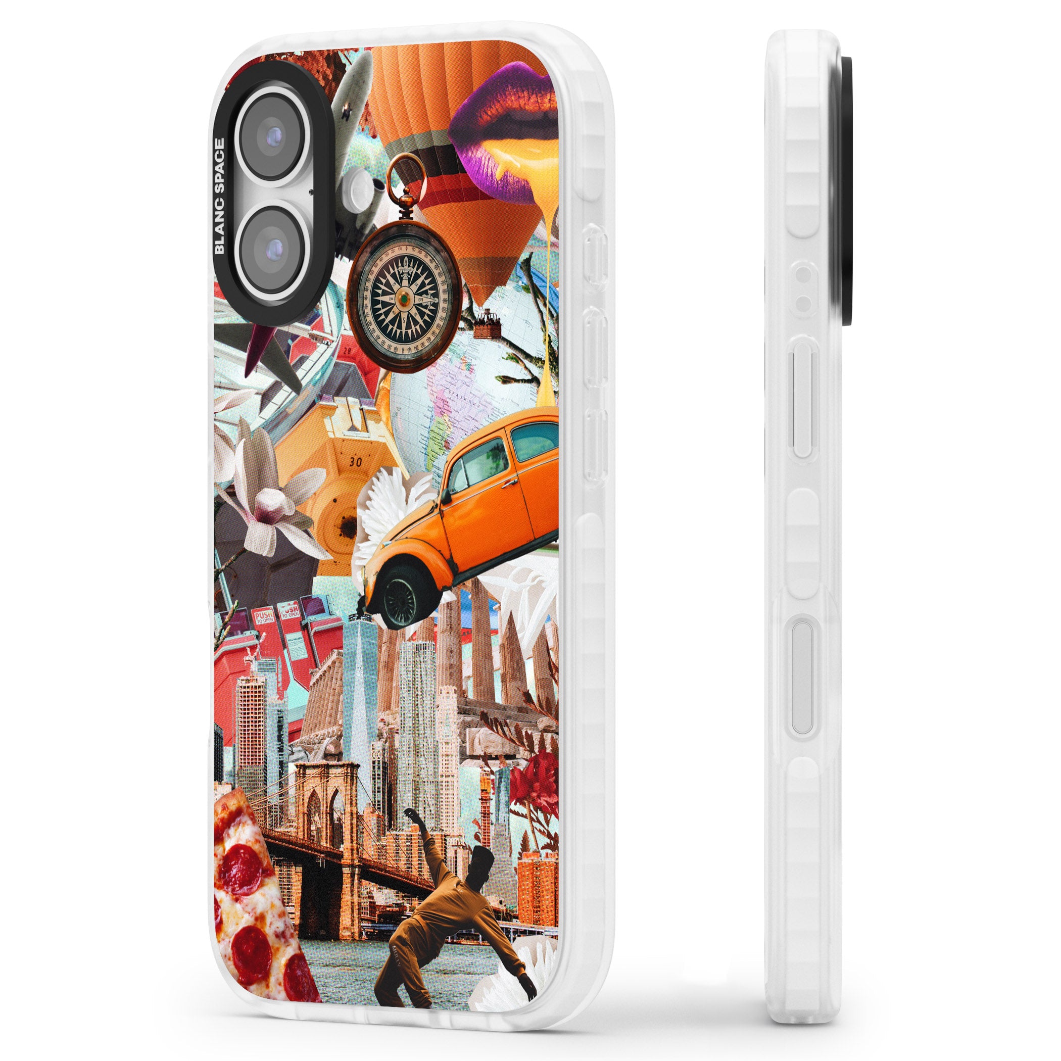 Bold New York Collage iPhone 17 Impact Clear Phone Case Side Profile