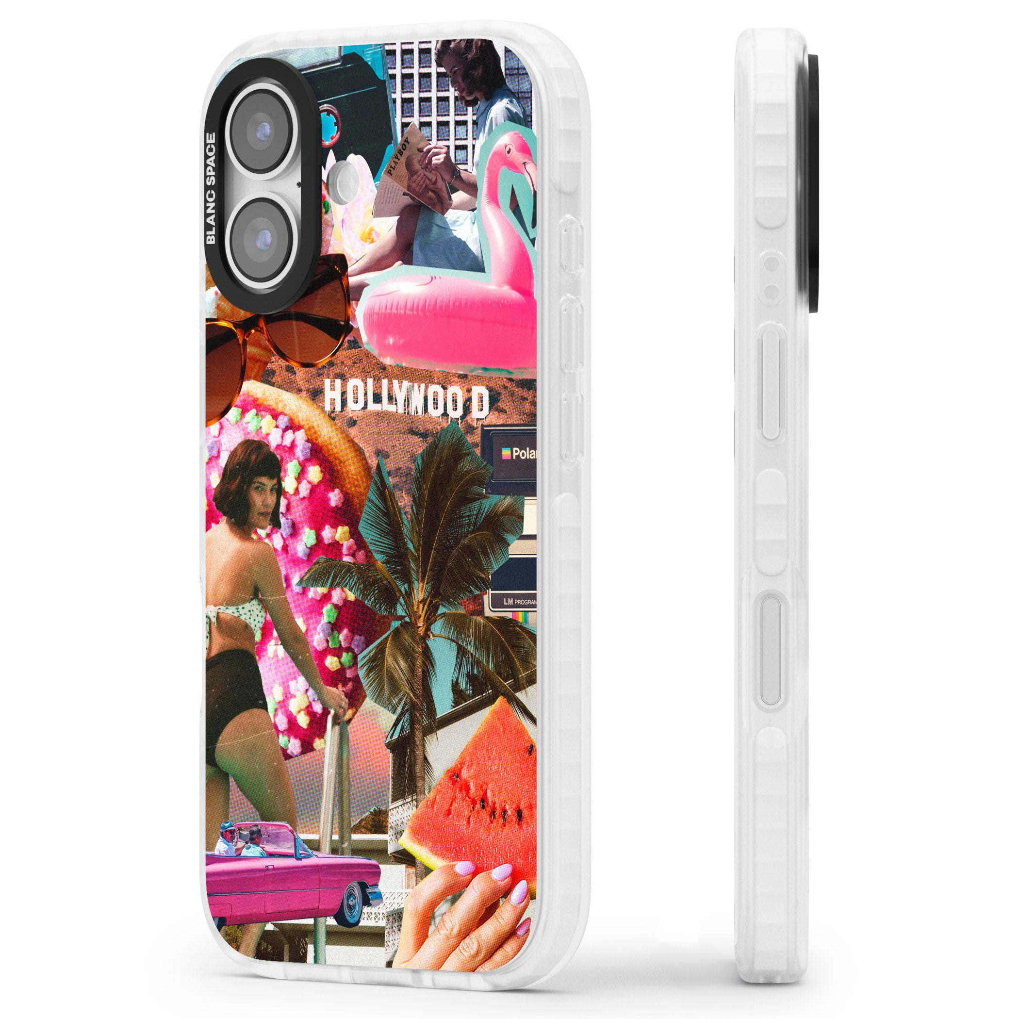 Hollywood Retro Collage iPhone 17 Impact Clear Phone Case Side Profile
