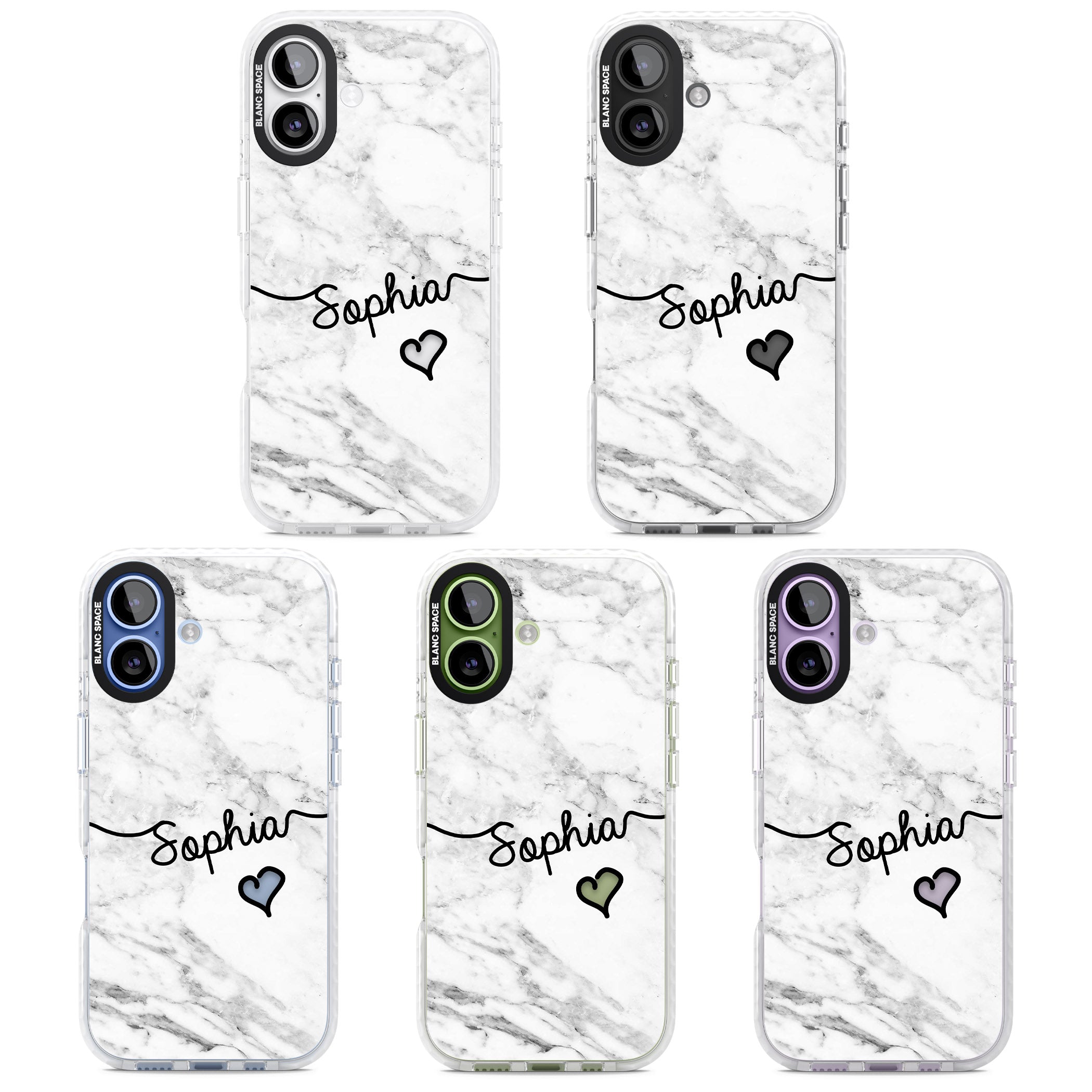 Personalised White Marble Heart iPhone 17 Impact Clear Phone Case APT Impact Protection