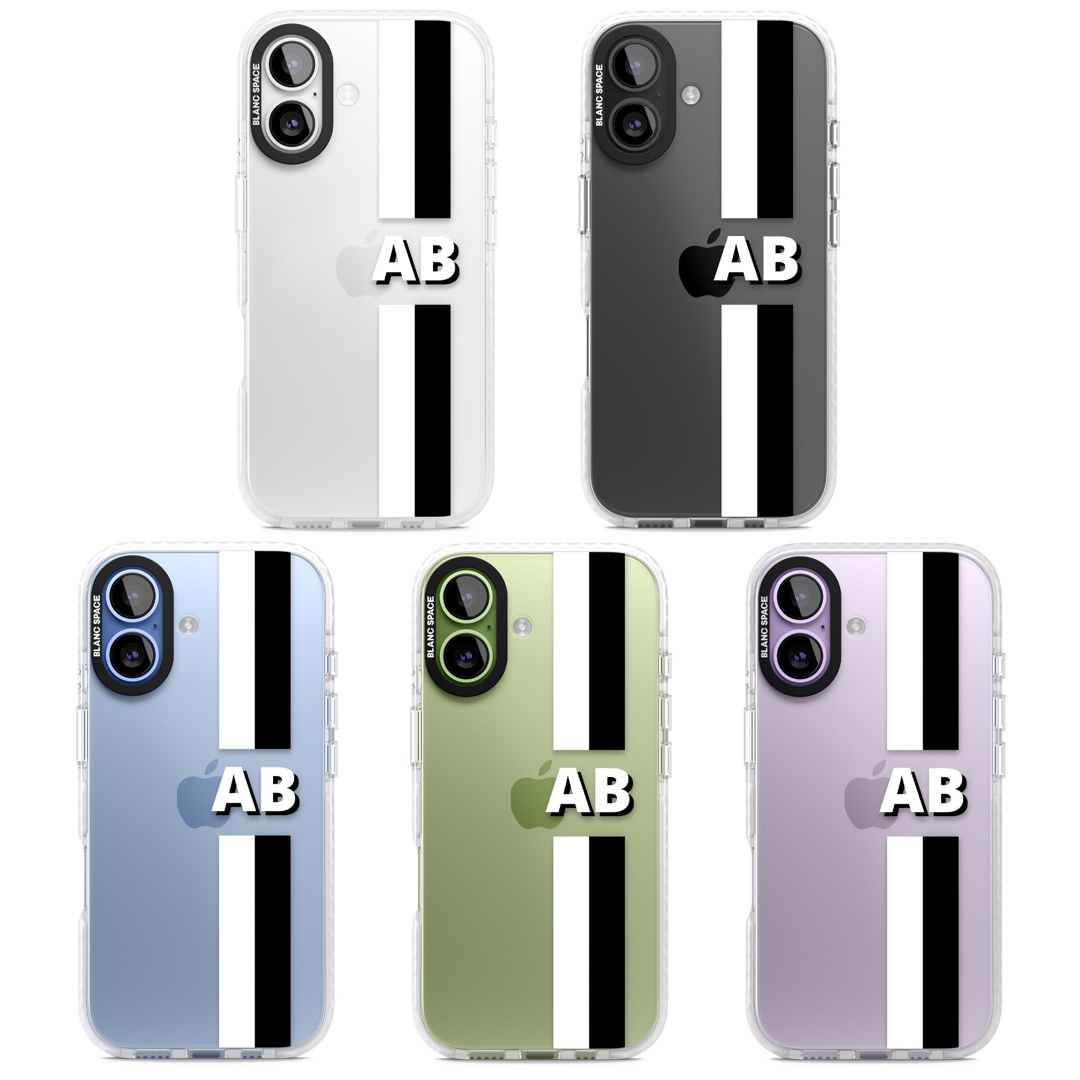 Personalised Bold Two Stripe Name iPhone 17 Impact Clear Phone Case APT Impact Protection