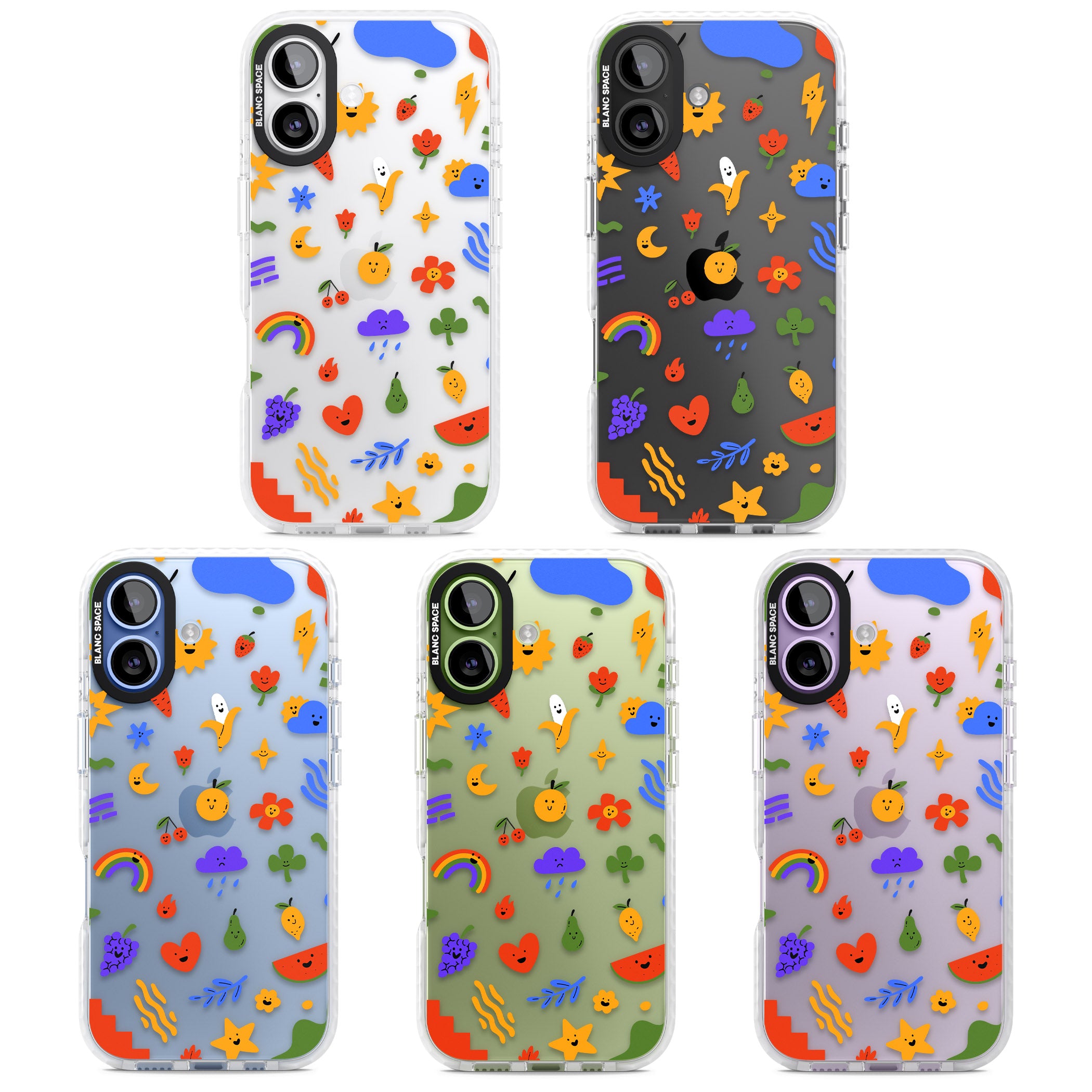 Quirky Cute Icon Pattern iPhone 17 Impact Clear Phone Case APT Impact Protection