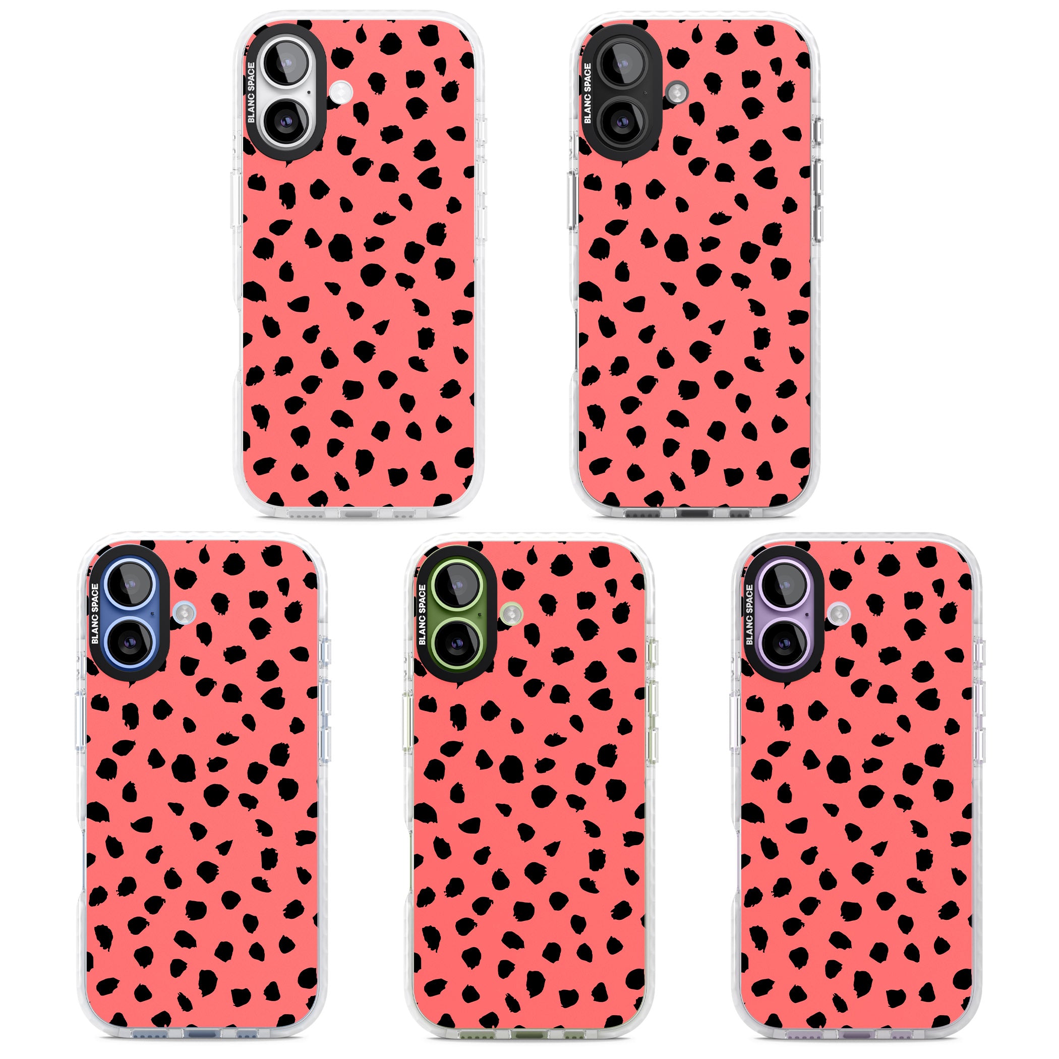 Black Dalmatian Spots On Coral iPhone 17 Impact Clear Phone Case APT Impact Protection