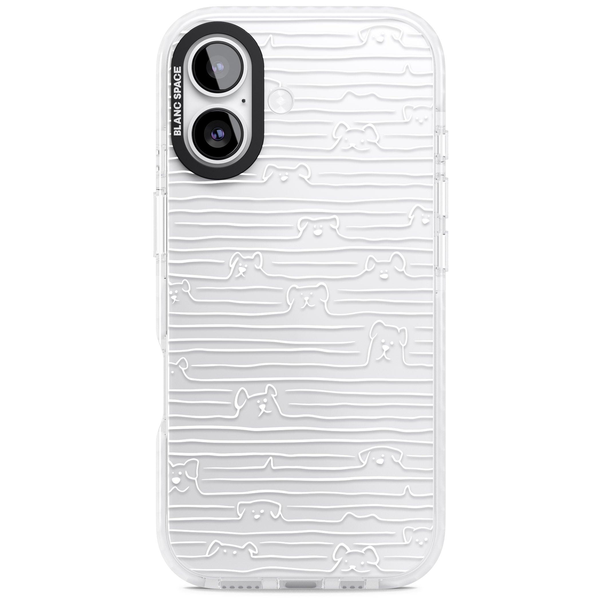 Dog Line Art White iPhone 17 Impact Clear Phone Case