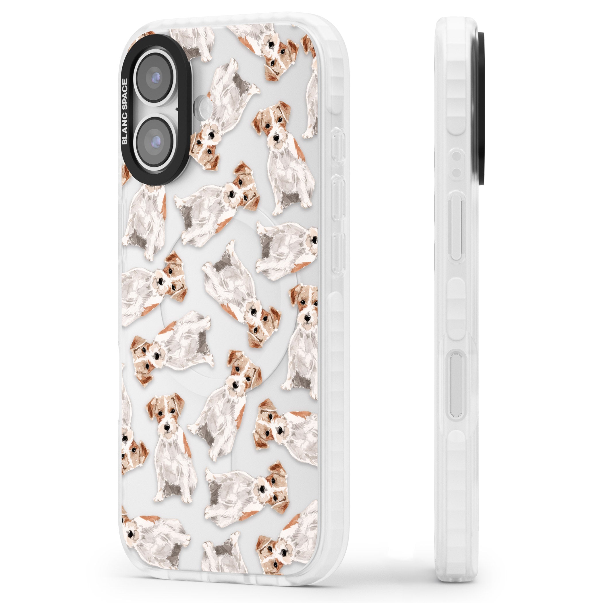 Whimsical Wirehaired Jack Russell iPhone 17 Impact Clear Phone Case Side Profile