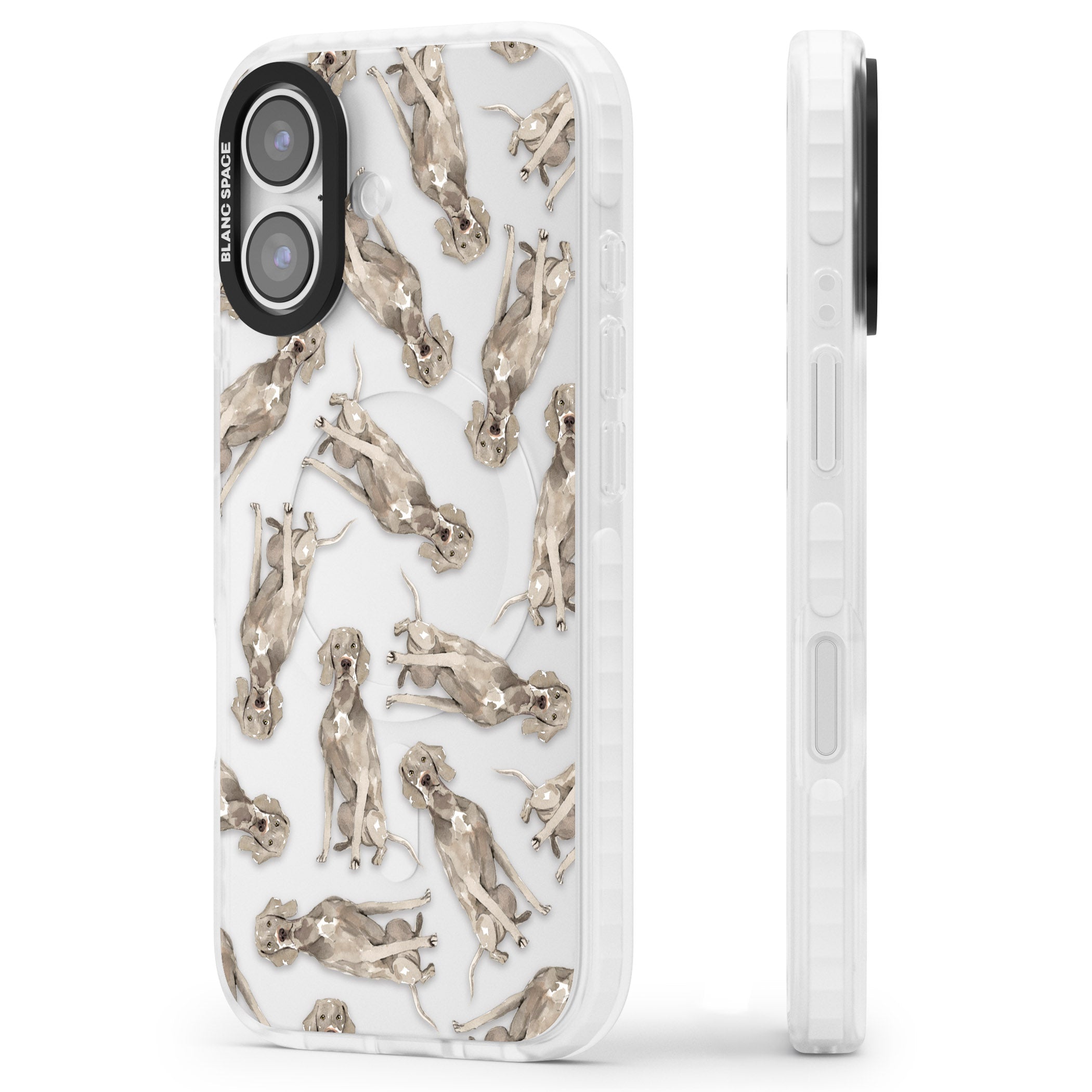 Weimaraner Watercolor Dog iPhone 17 Impact Clear Phone Case Side Profile