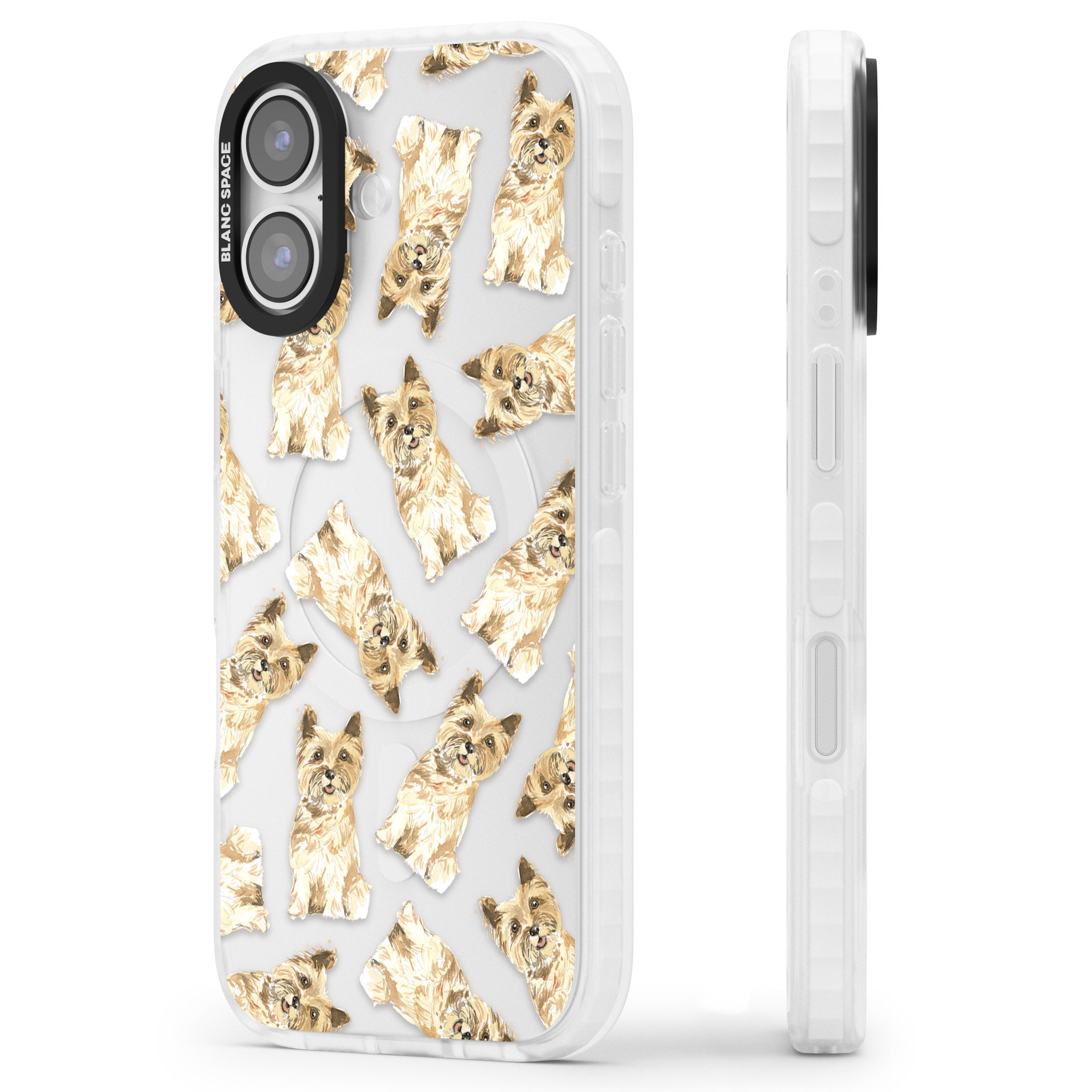 Cairn Terrier Watercolor iPhone 17 Impact Clear Phone Case Side Profile