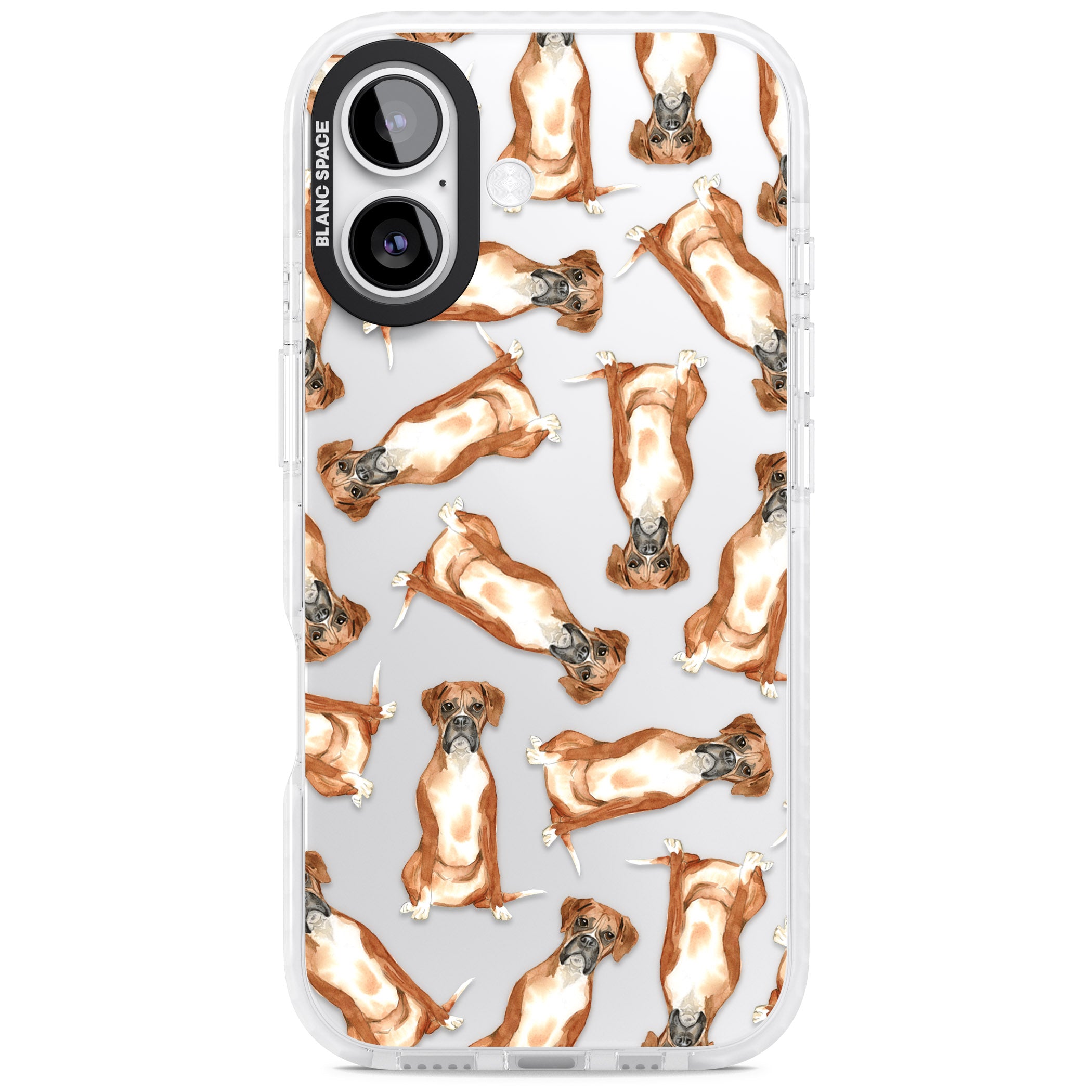 Boxer Watercolor Dog Pattern iPhone 17 Impact Clear Phone Case