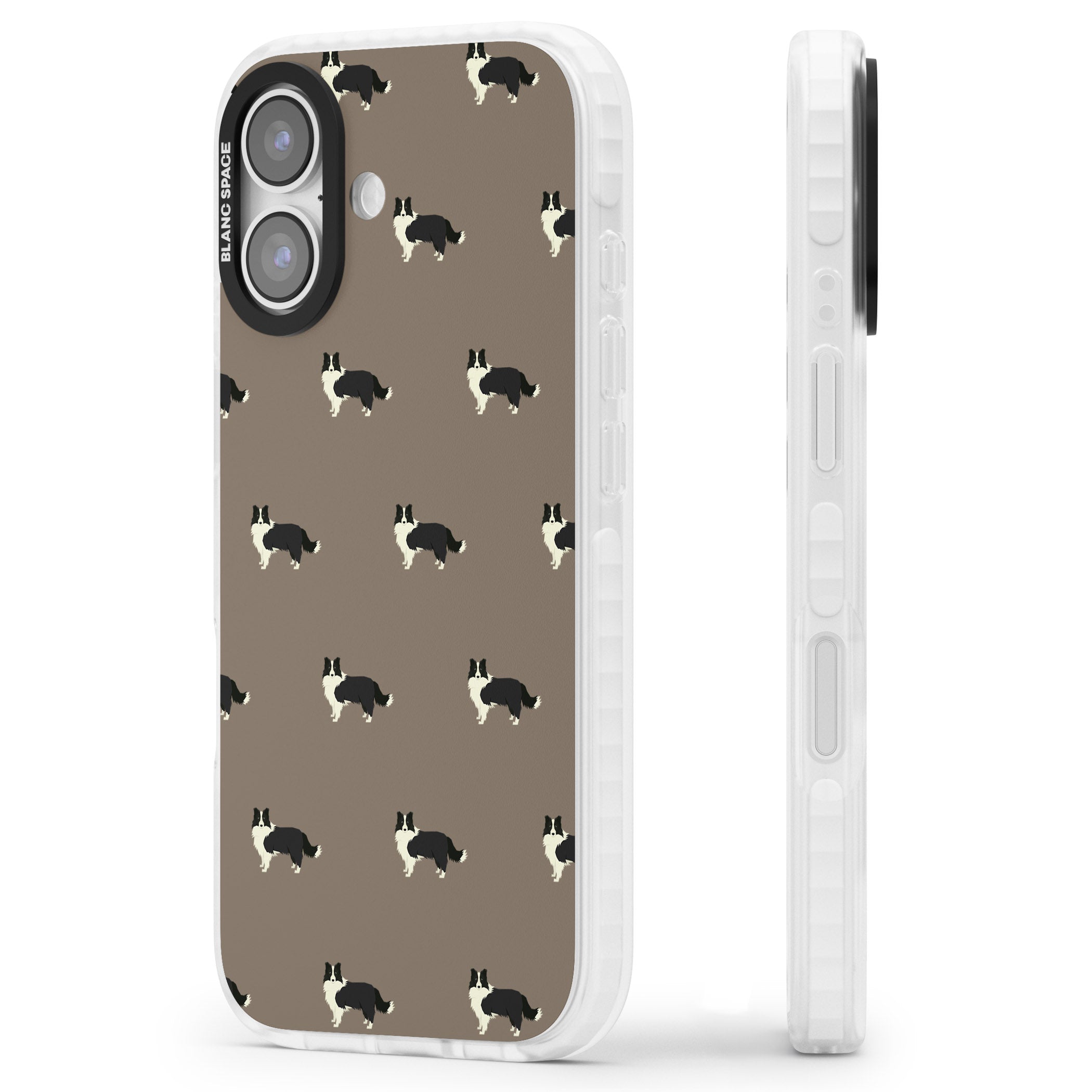 Border Collie Pattern Classic iPhone 17 Impact Clear Phone Case Side Profile