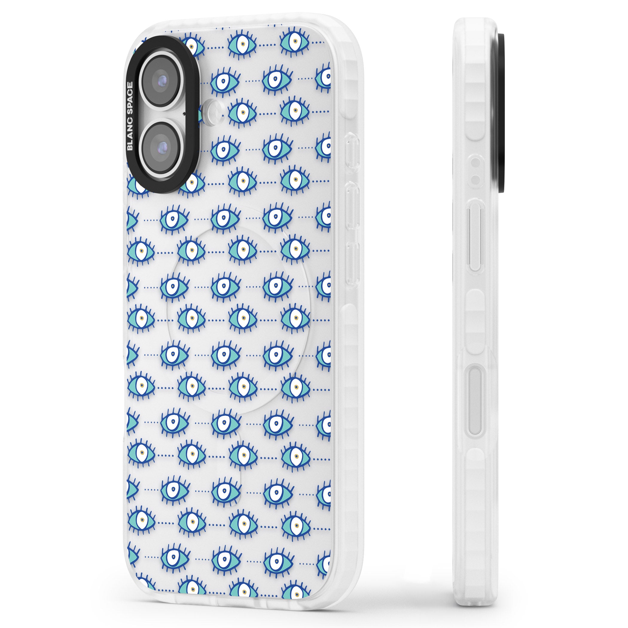 Psychedelic Eyes iPhone 17 Impact Clear Phone Case Side Profile