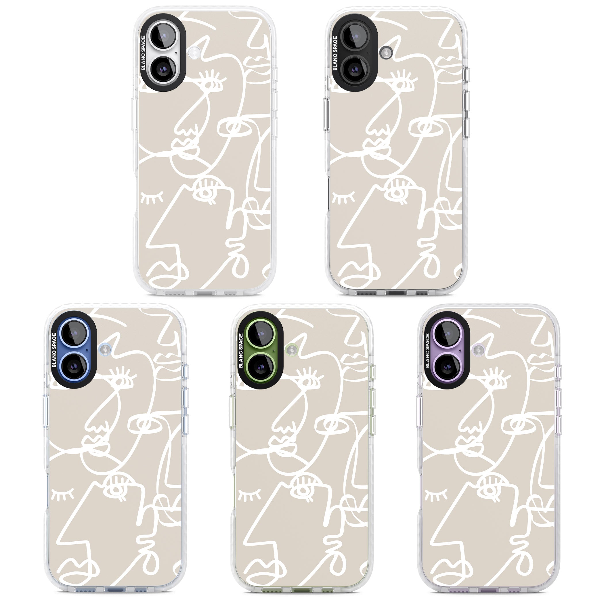 Abstract Line Art White Beige iPhone 17 Impact Clear Phone Case APT Impact Protection
