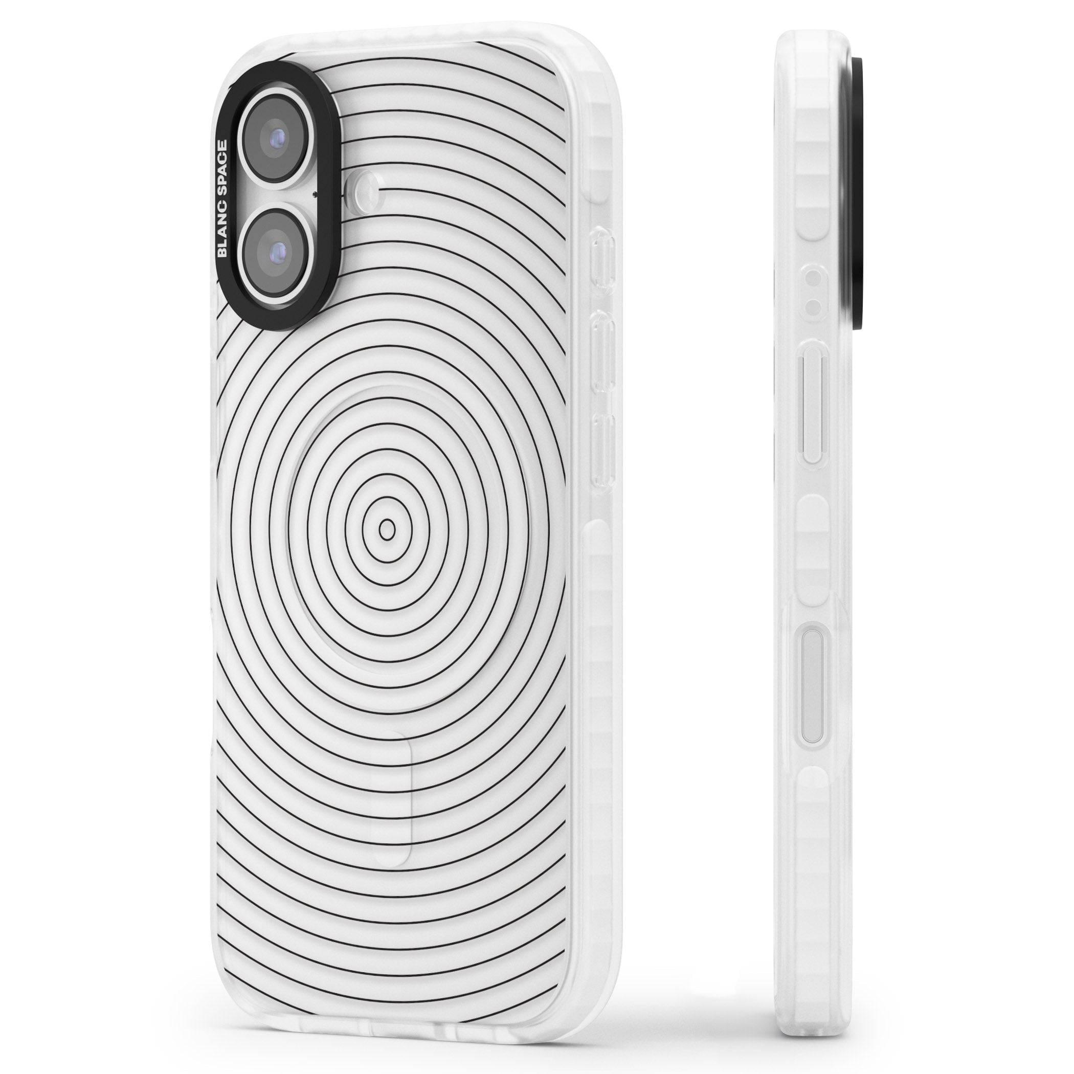 Concentric Lines: Monochrome Vibes iPhone 17 Impact Clear Phone Case Side Profile