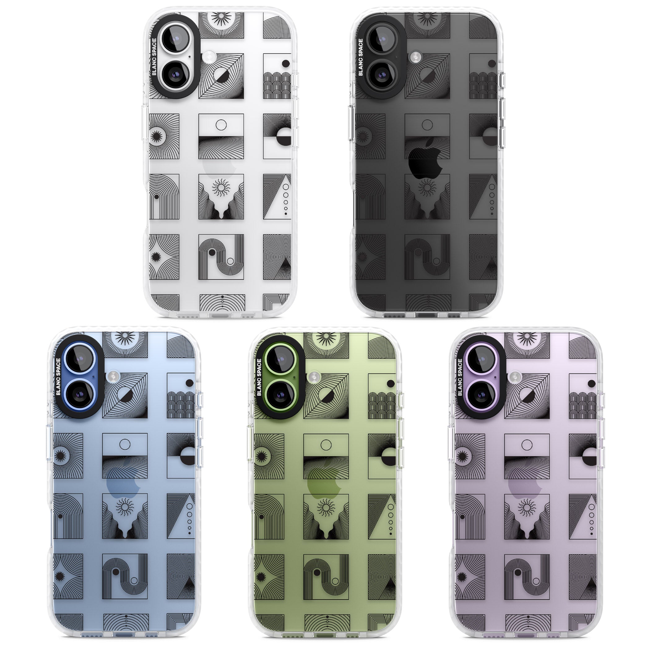 Geometric Pattern Trio: Artistic Blend iPhone 17 Impact Clear Phone Case APT Impact Protection