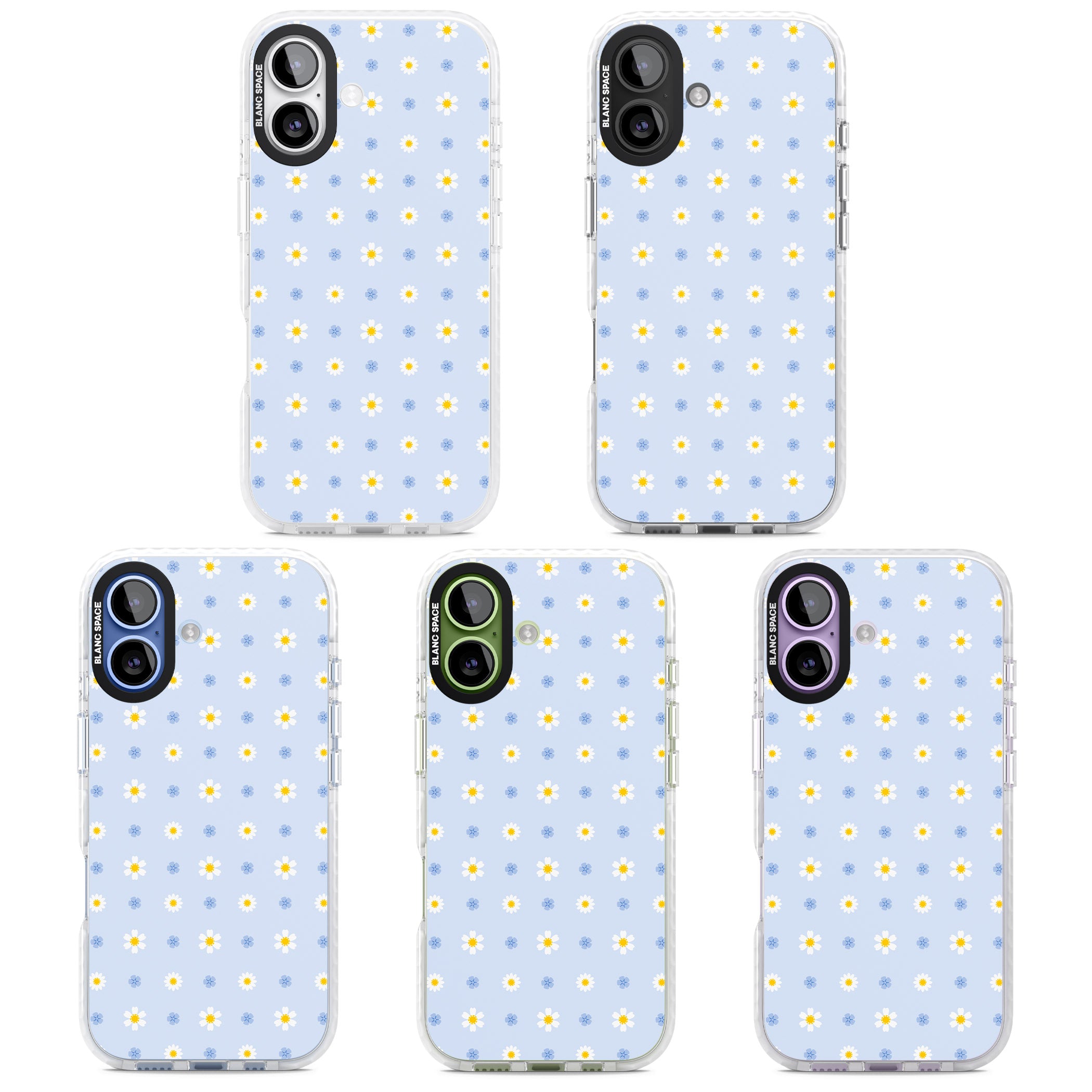 Pale Blue Daisies iPhone 17 Impact Clear Phone Case APT Impact Protection