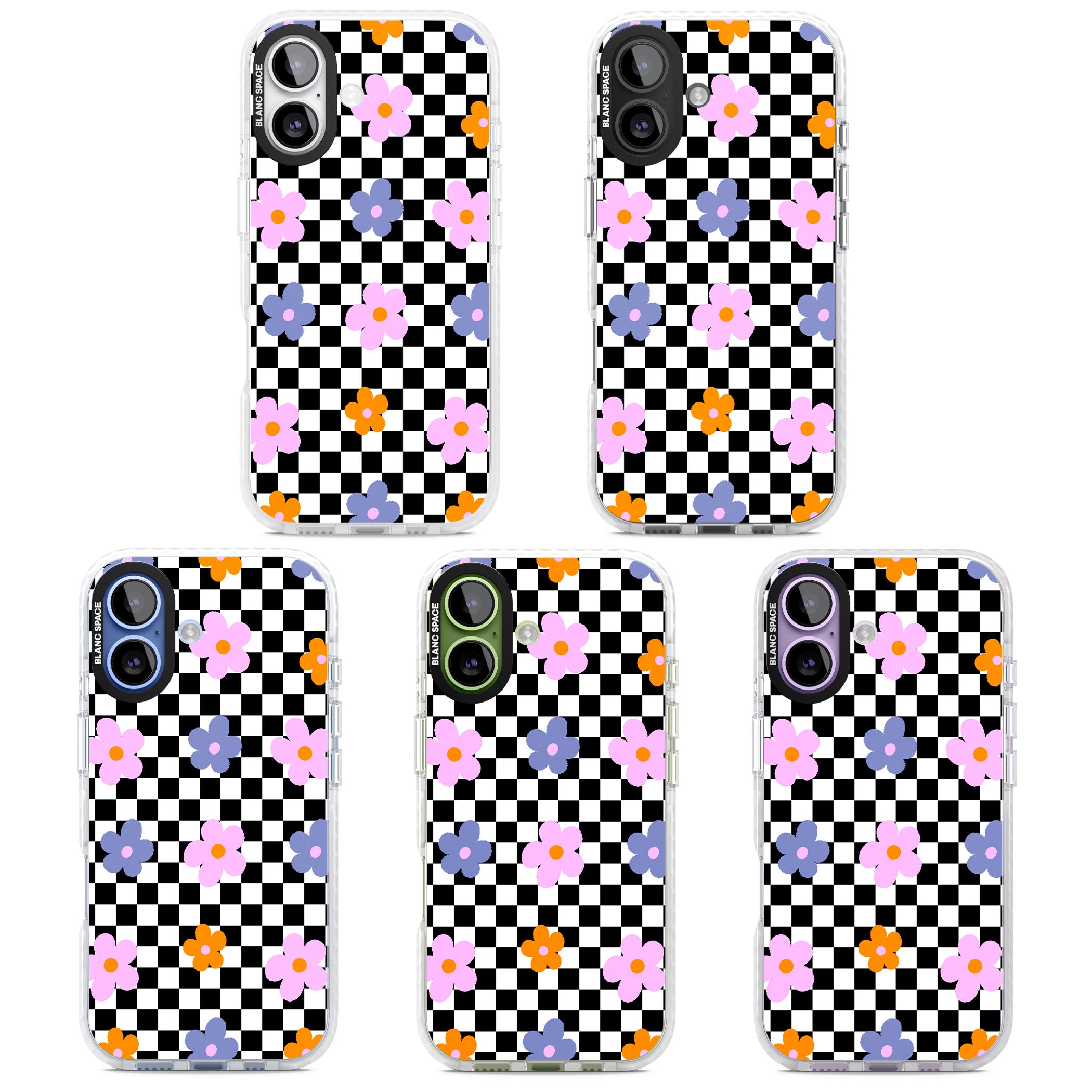 Checkered Blossom iPhone 17 Impact Clear Phone Case APT Impact Protection