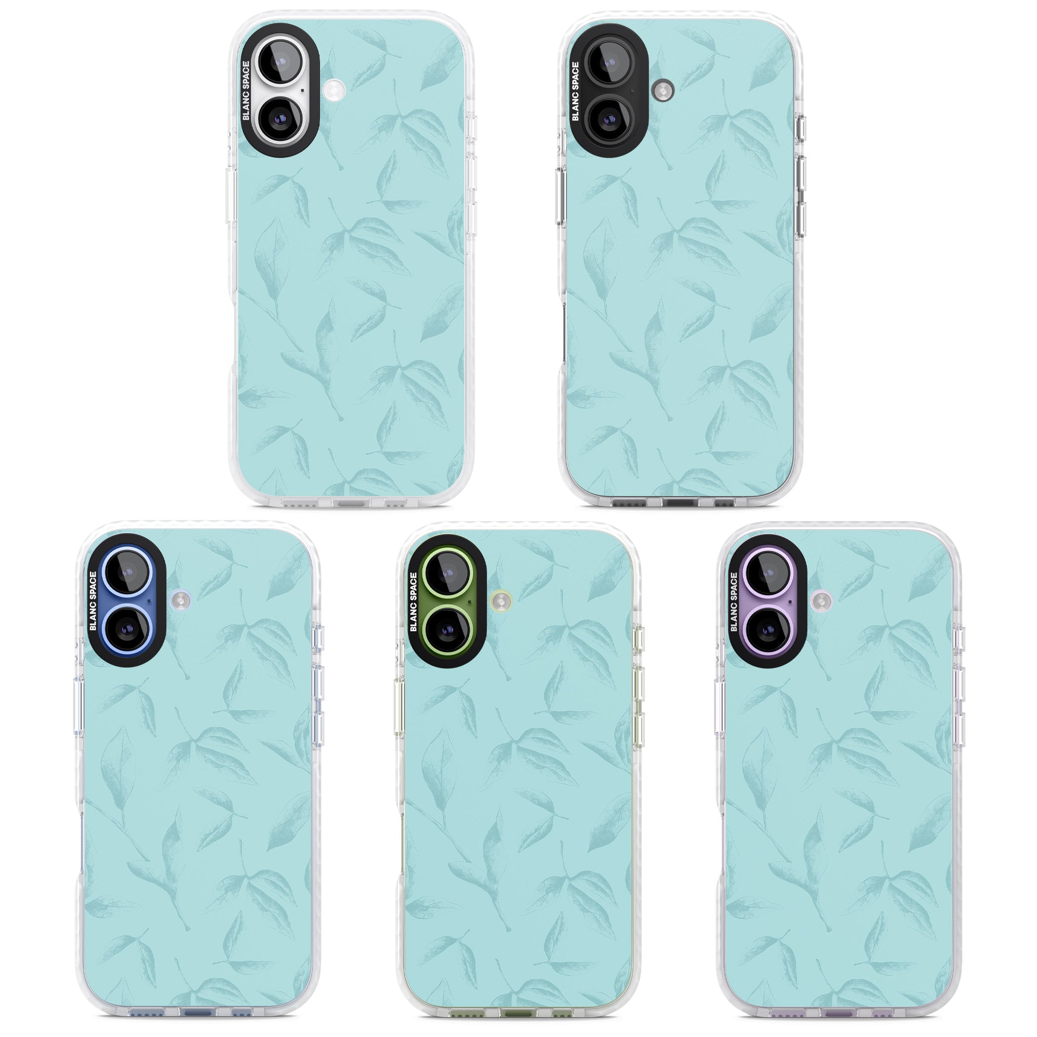 Blue Leaf Botanical iPhone 17 Impact Clear Phone Case APT Impact Protection
