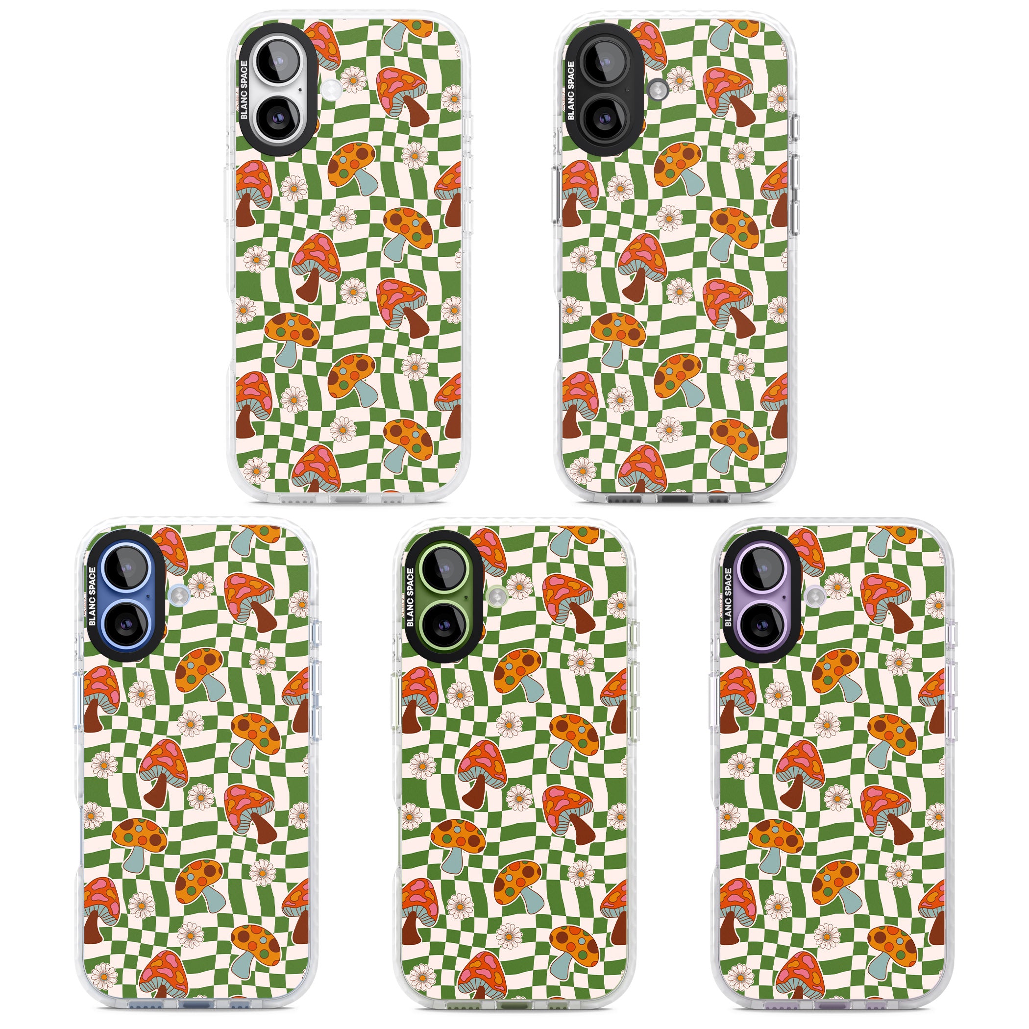 Wavy Checked Shroom & Bloom iPhone 17 Impact Clear Phone Case APT Impact Protection