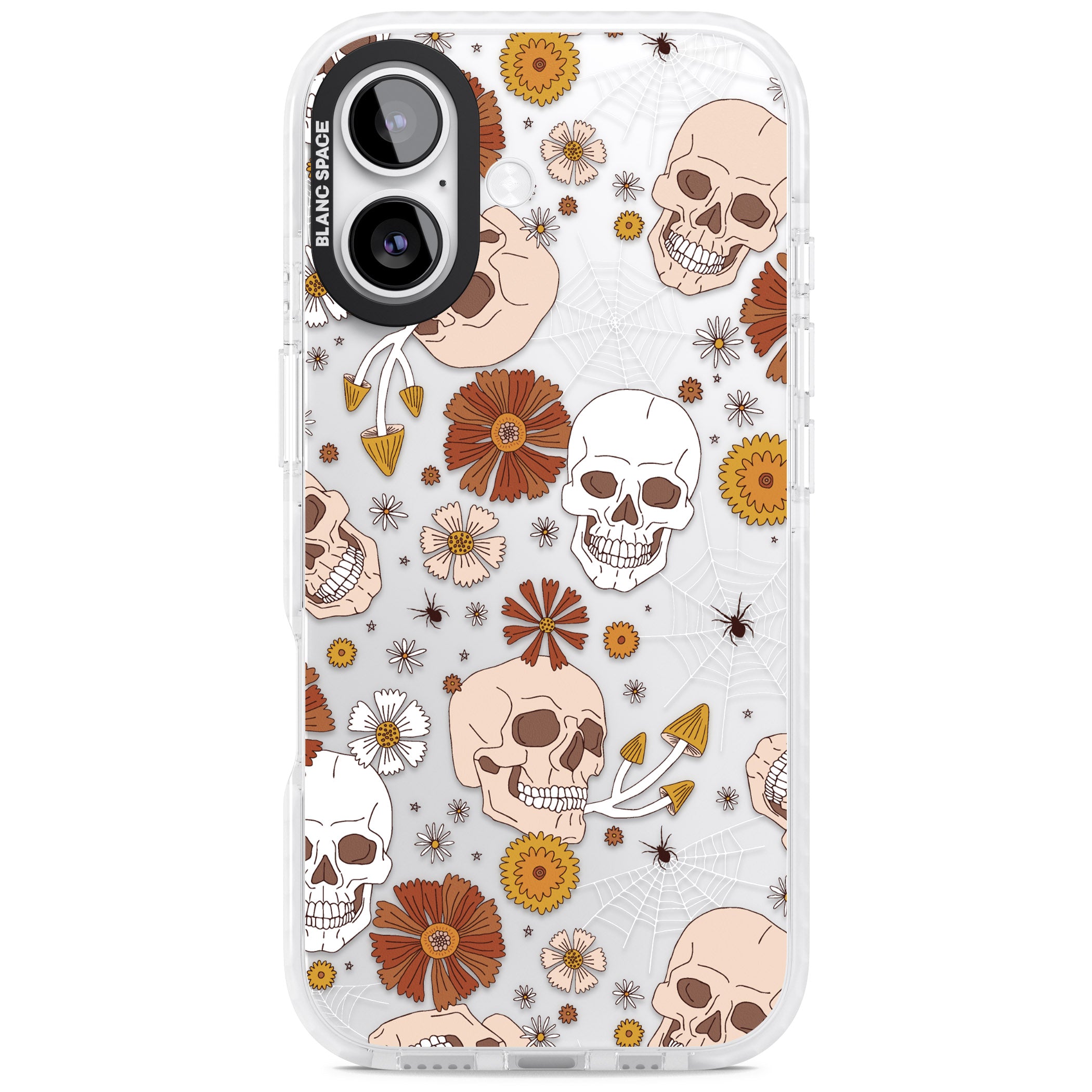 Halloween Skulls And Flowers iPhone 17 Impact Clear Phone Case