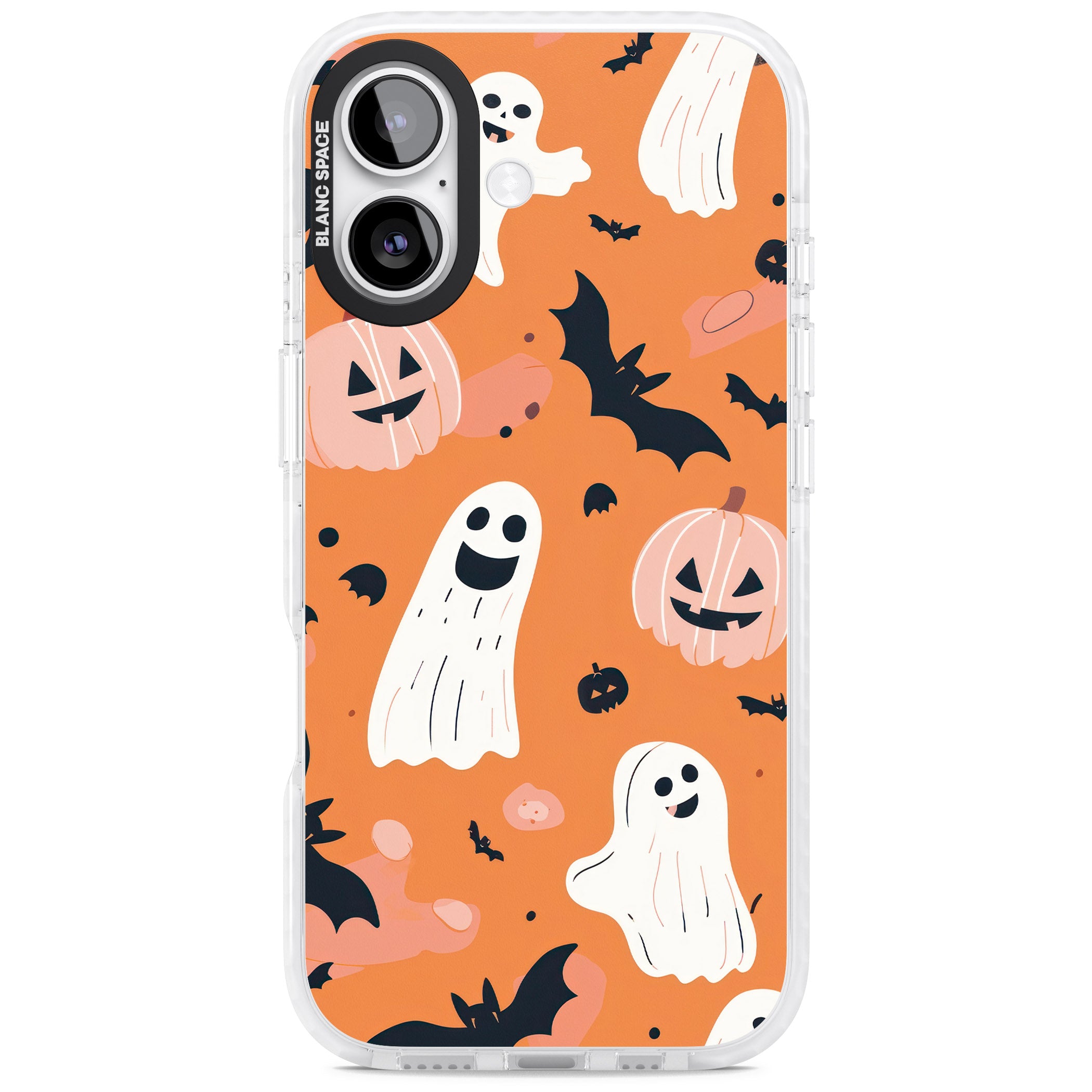 Orange Halloween Pattern iPhone 17 Impact Clear Phone Case