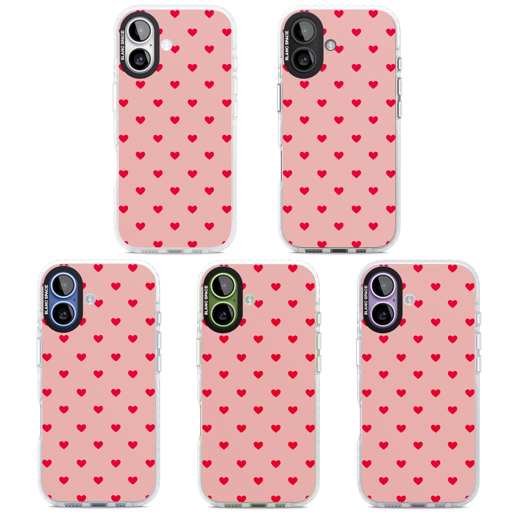 Small Heart Pattern: Red & Pink iPhone 17 Impact Clear Phone Case APT Impact Protection