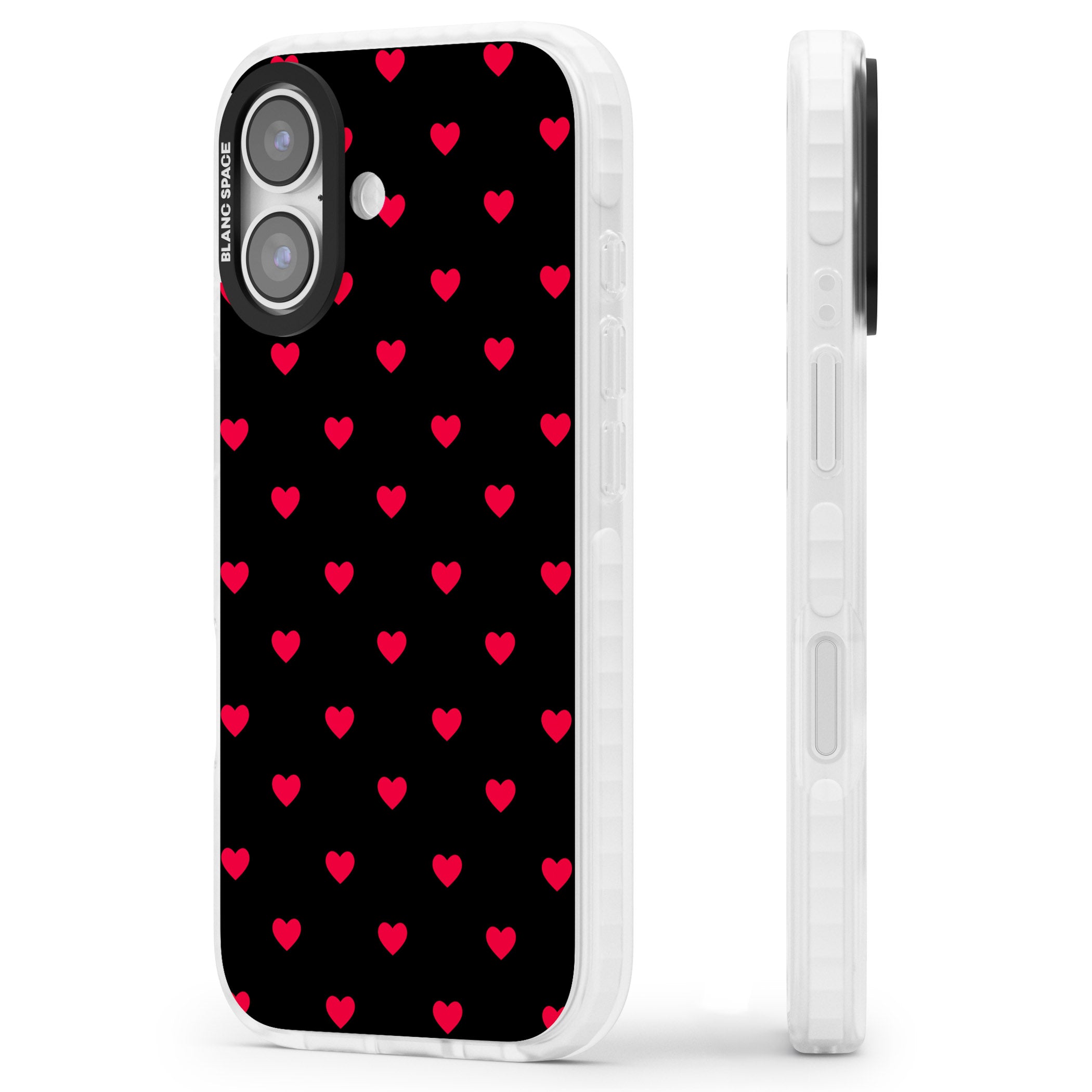 Small Heart Pattern: Red & iPhone 17 Impact Clear Phone Case Side Profile