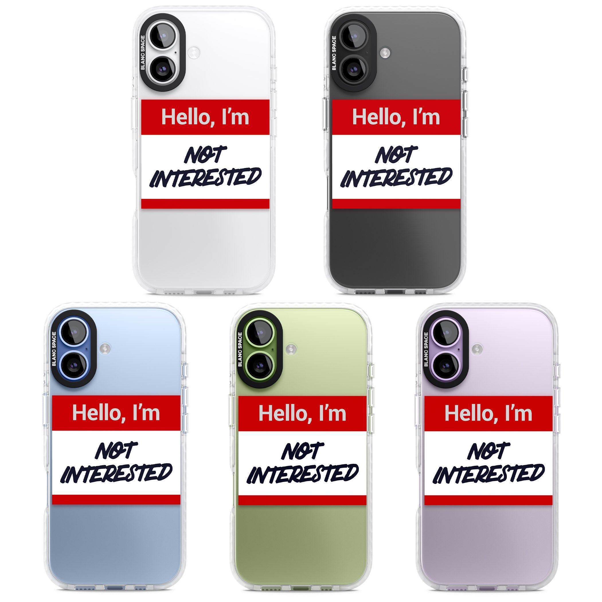 Funny Hello Name Tag Not Interested iPhone 17 Impact Clear Phone Case APT Impact Protection