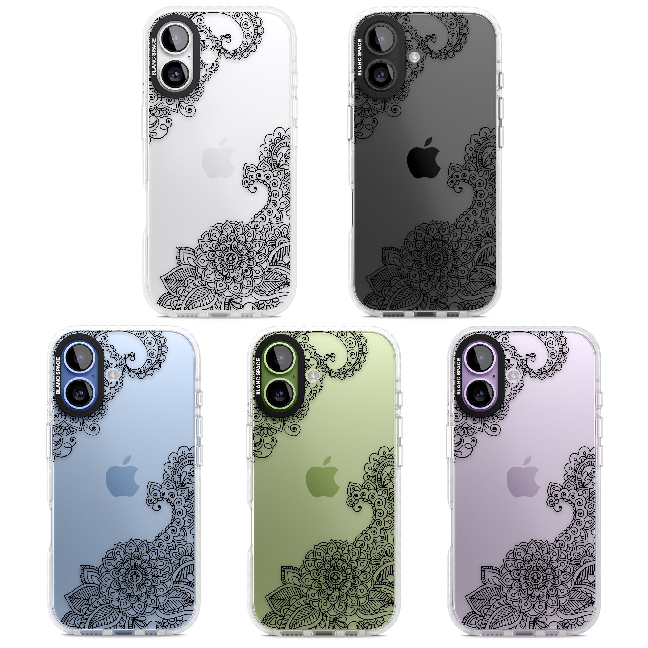 Black Henna Botanicals iPhone 17 Impact Clear Phone Case APT Impact Protection