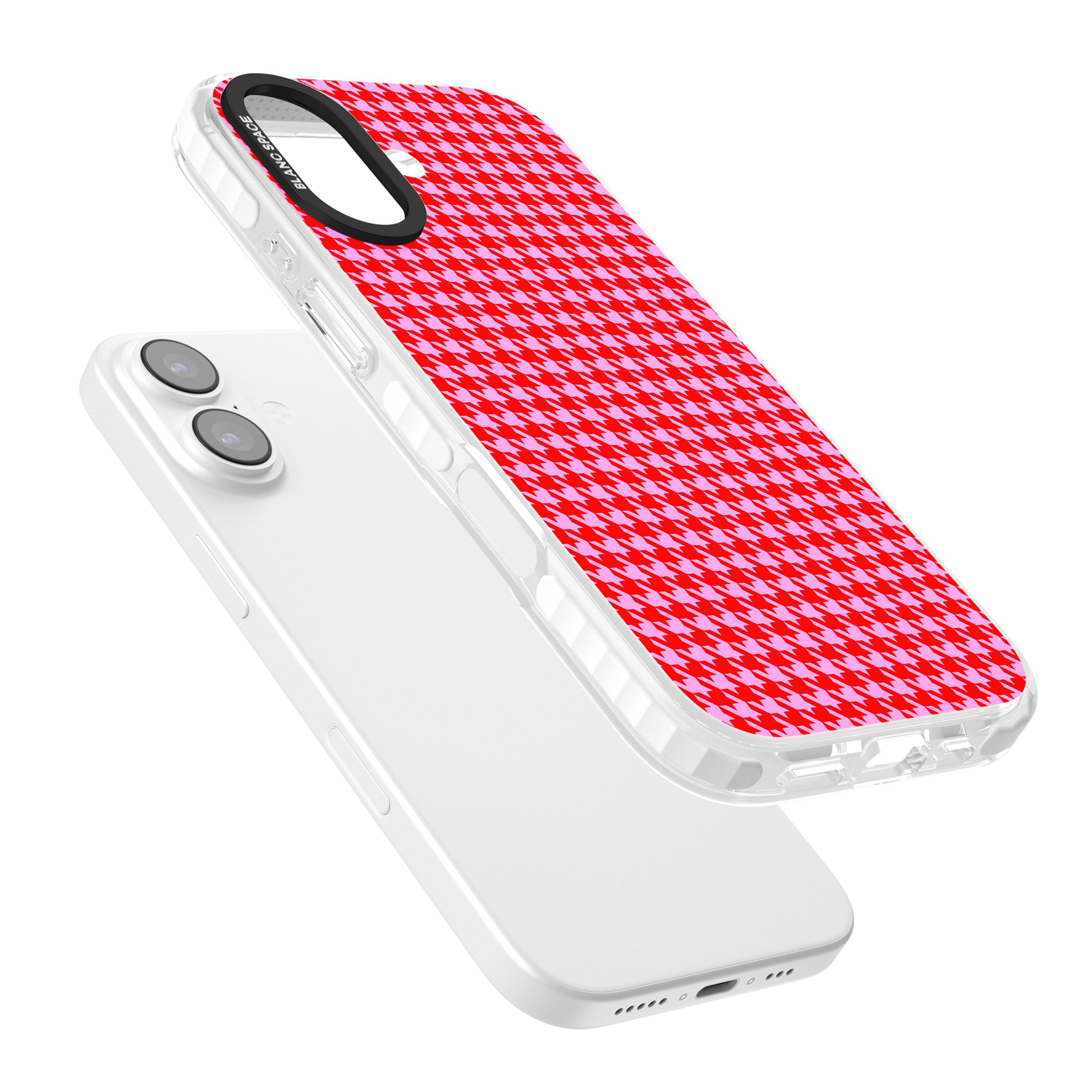 Neon Pink & Red Houndstooth iPhone 17 Impact Clear Phone Case Colours