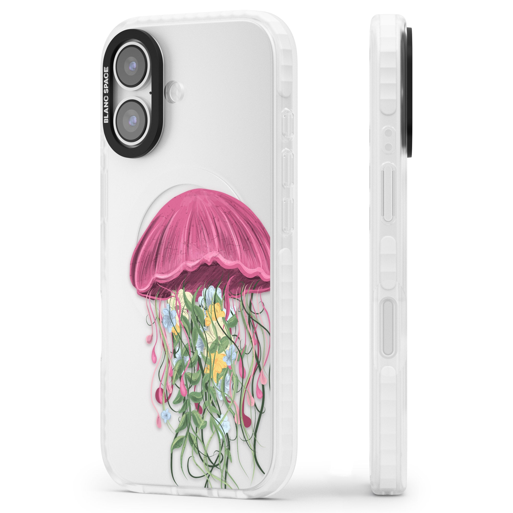 Botanical Jellyfish iPhone 17 Impact Clear Phone Case Side Profile