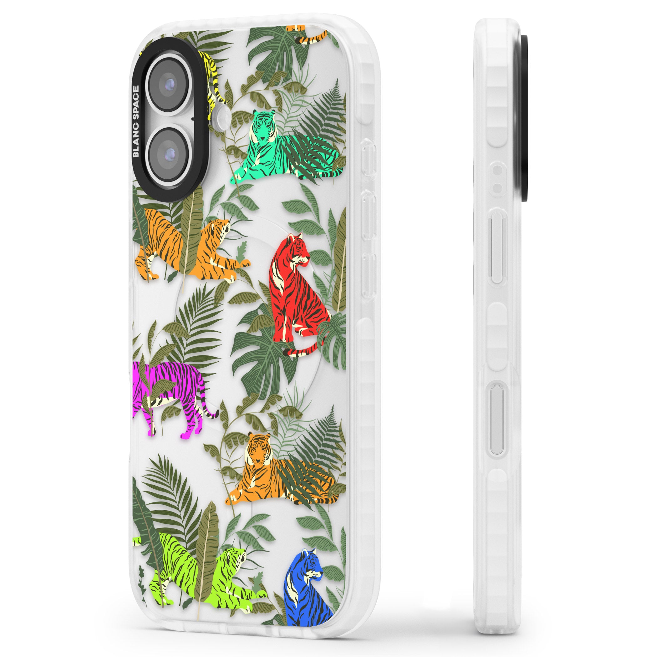 Colorful Jungle Tiger iPhone 17 Impact Clear Phone Case Side Profile