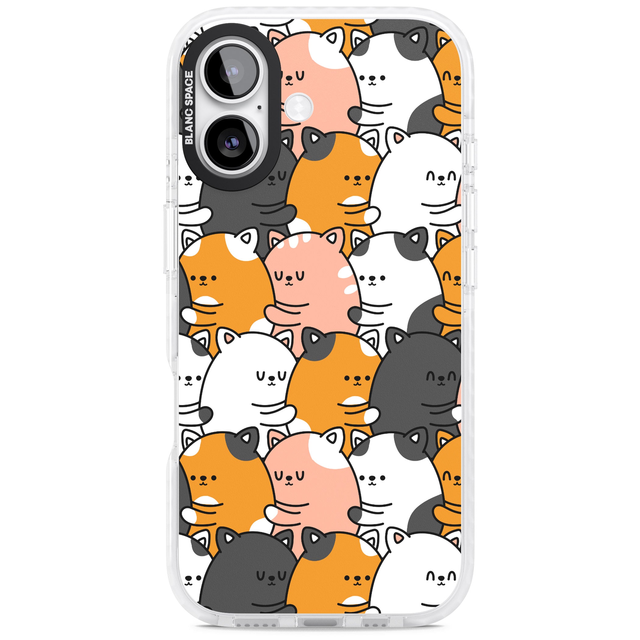 Spooning Cats Kawaii Pattern iPhone 17 Impact Clear Phone Case
