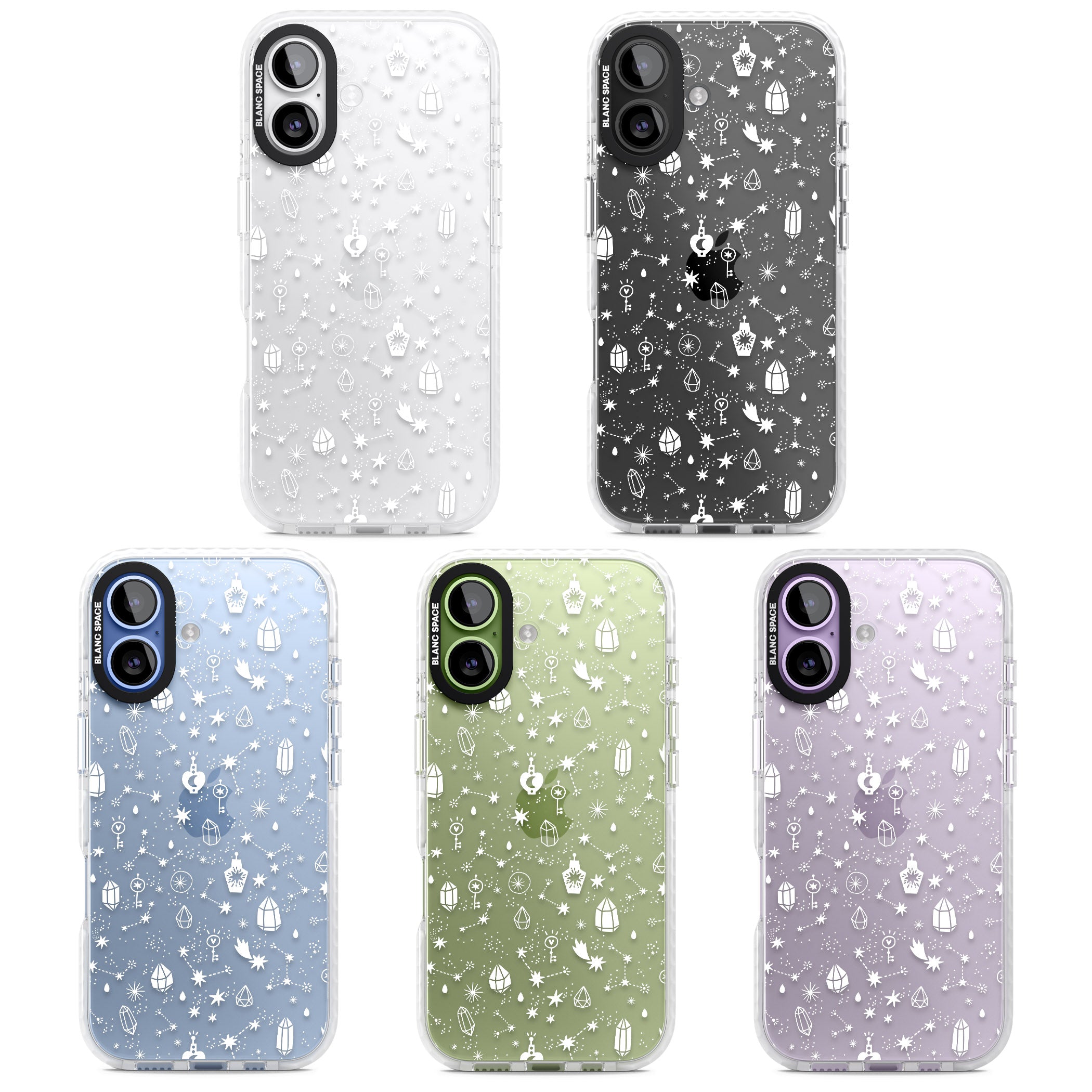 White Cosmic Crystal iPhone 17 Impact Clear Phone Case APT Impact Protection