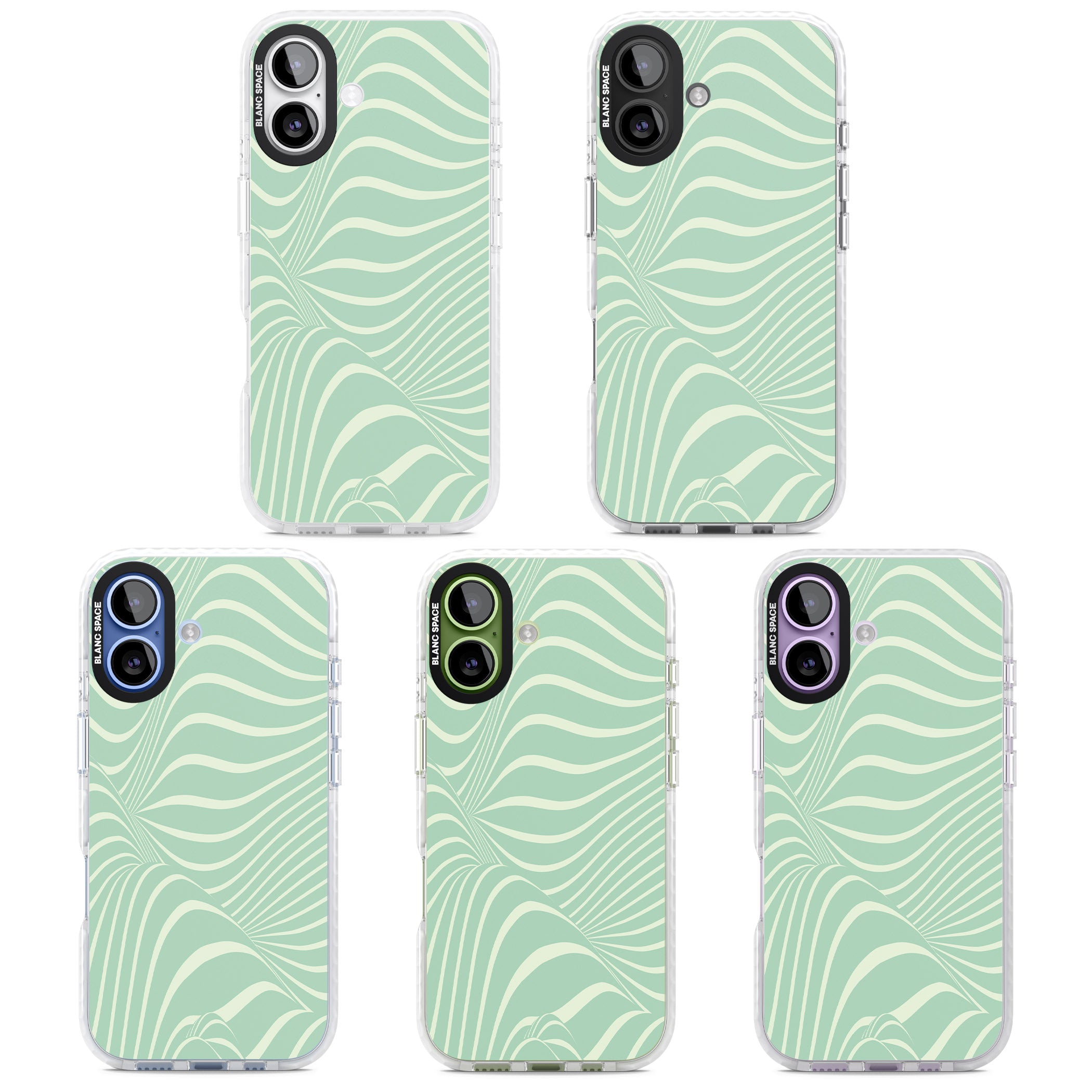 Mint Green Distorted Line iPhone 17 Impact Clear Phone Case APT Impact Protection