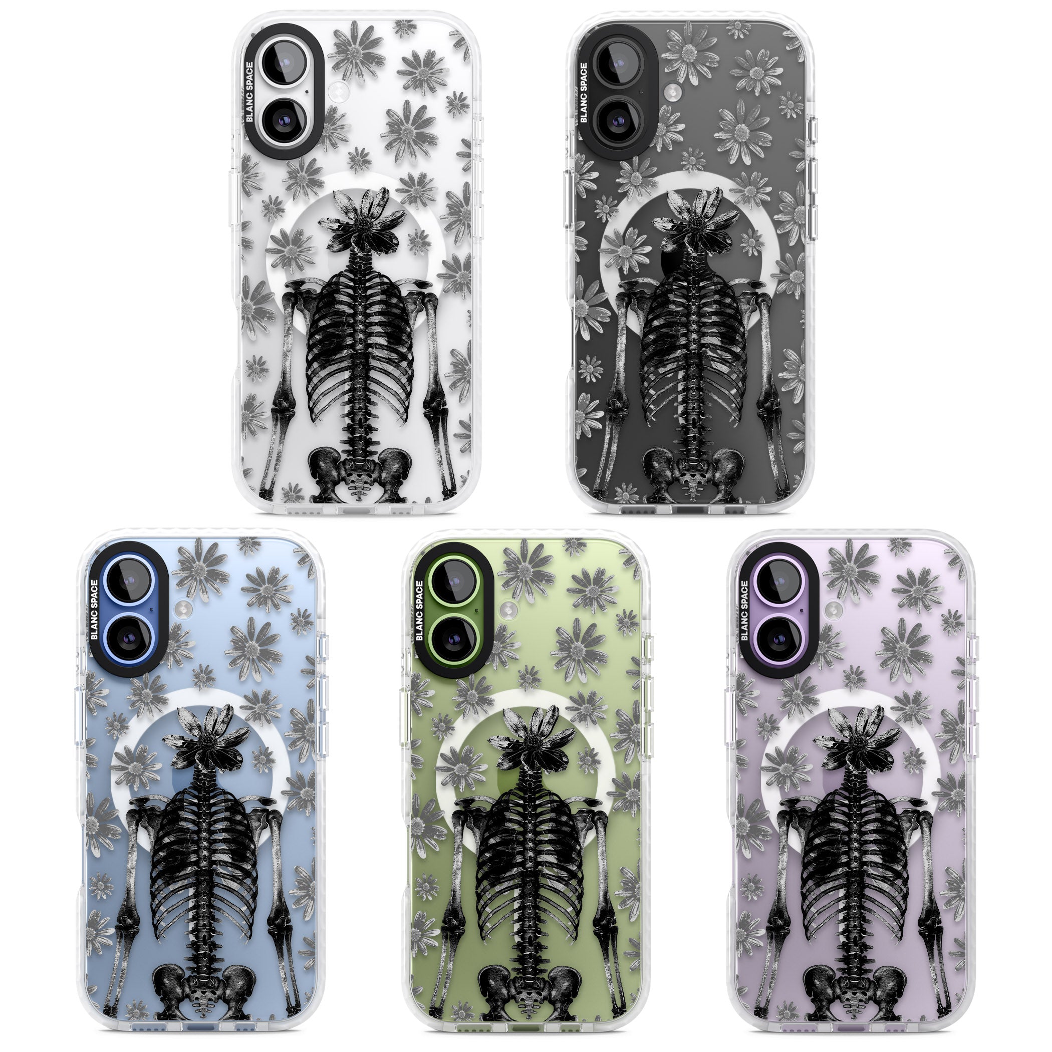 Skeleton Flower iPhone 17 Impact Pro Clear Phone Case APT Impact Protection