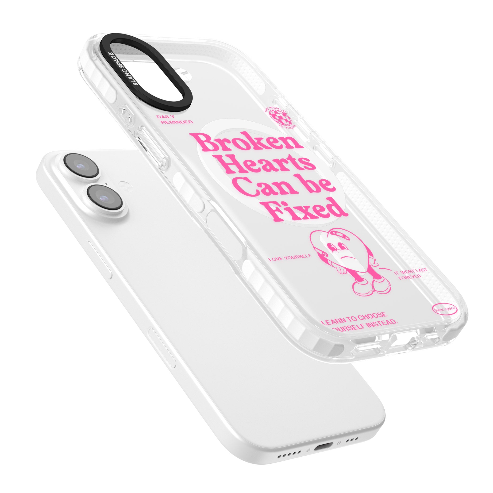 Broken Hearts Can Be Fixed iPhone 17 Impact Pro Clear Phone Case Colours