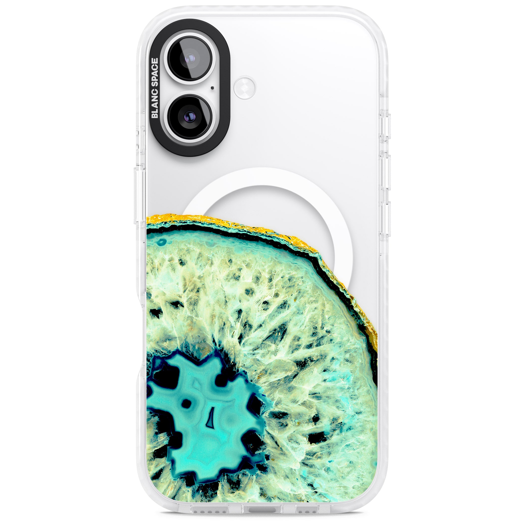 Turquoise Geode Crystal iPhone 17 Impact Pro Clear Phone Case