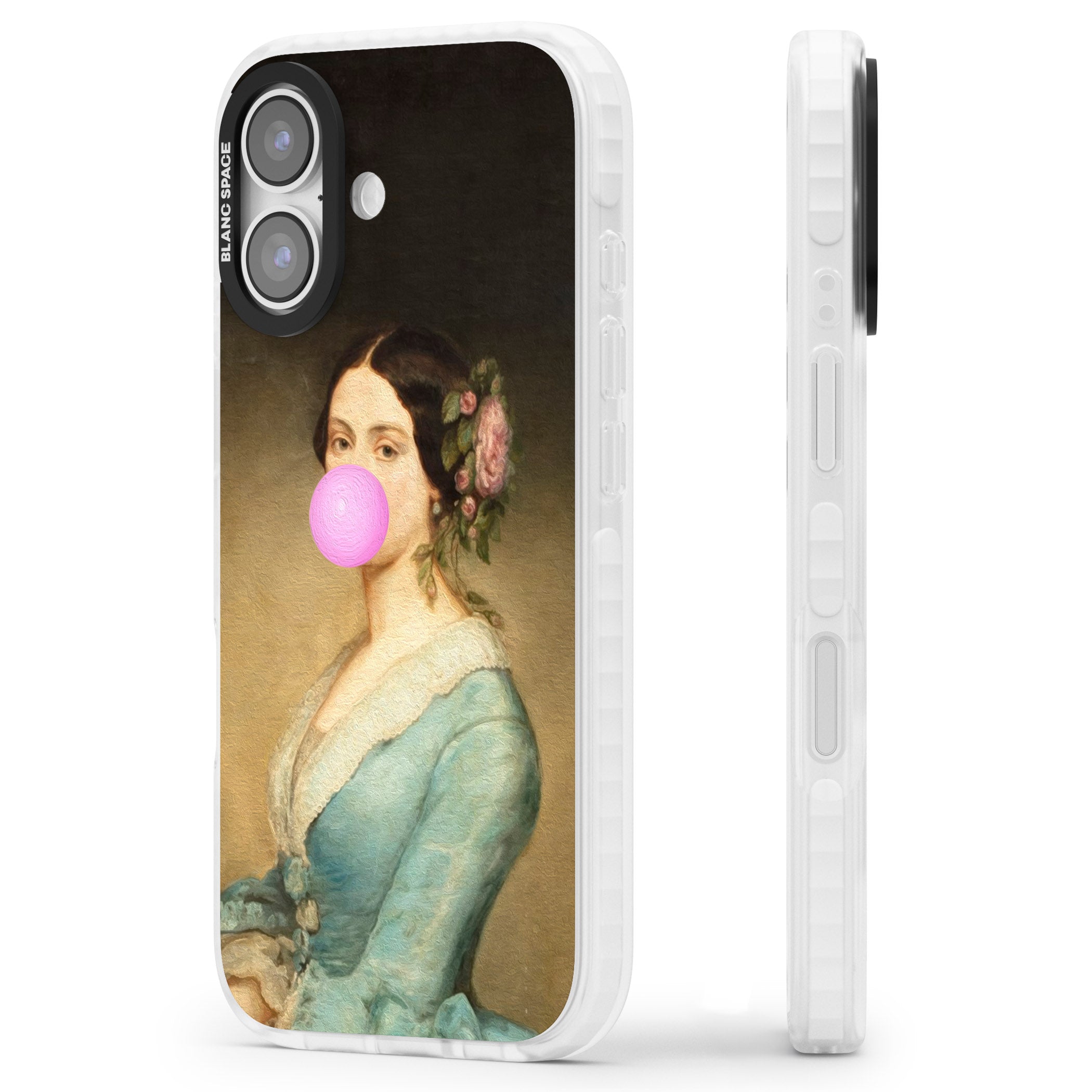 Bubblegum Renaissance iPhone 17 Impact Pro Clear Phone Case Side Profile
