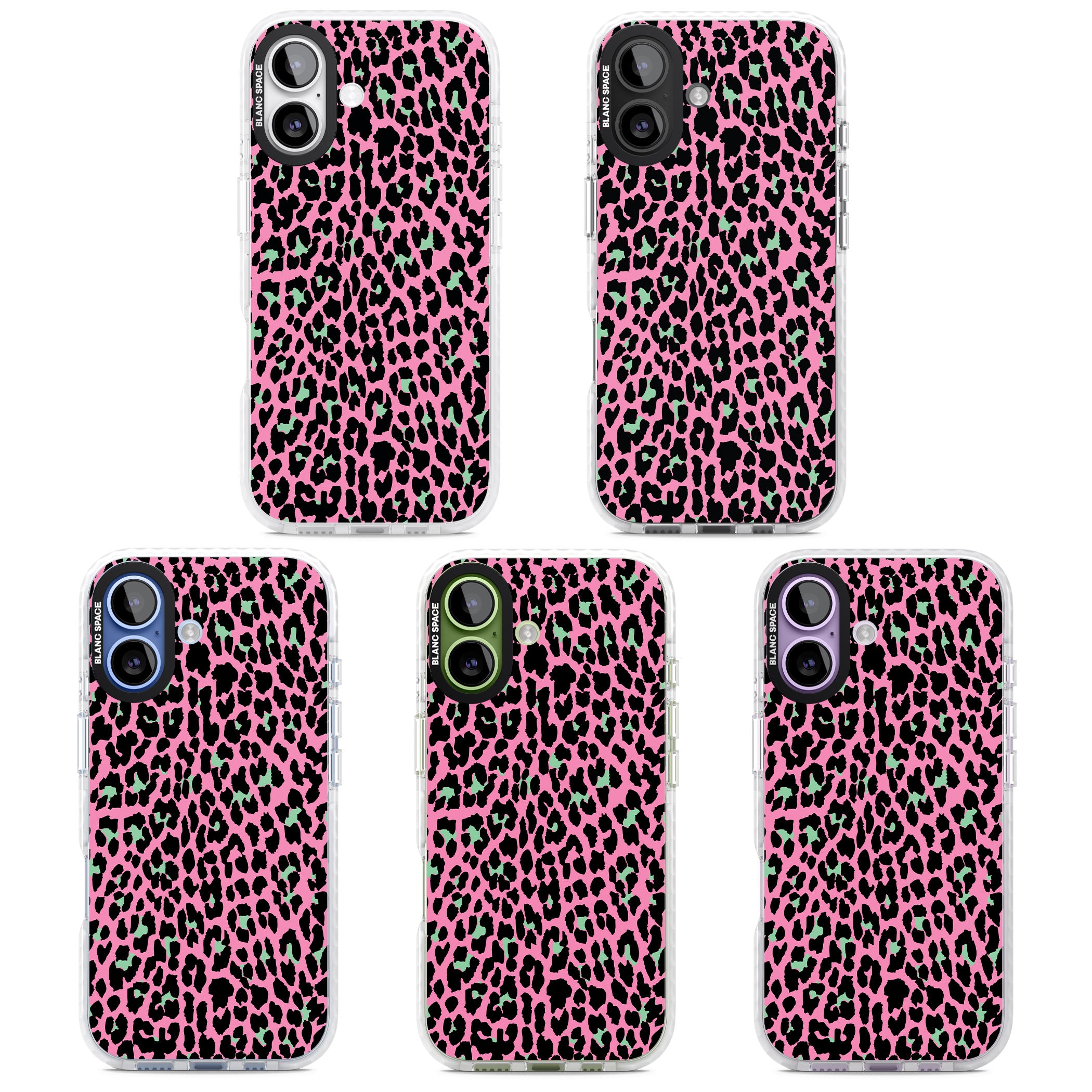 Pink & Green Leopard iPhone 17 Impact Pro Clear Phone Case APT Impact Protection