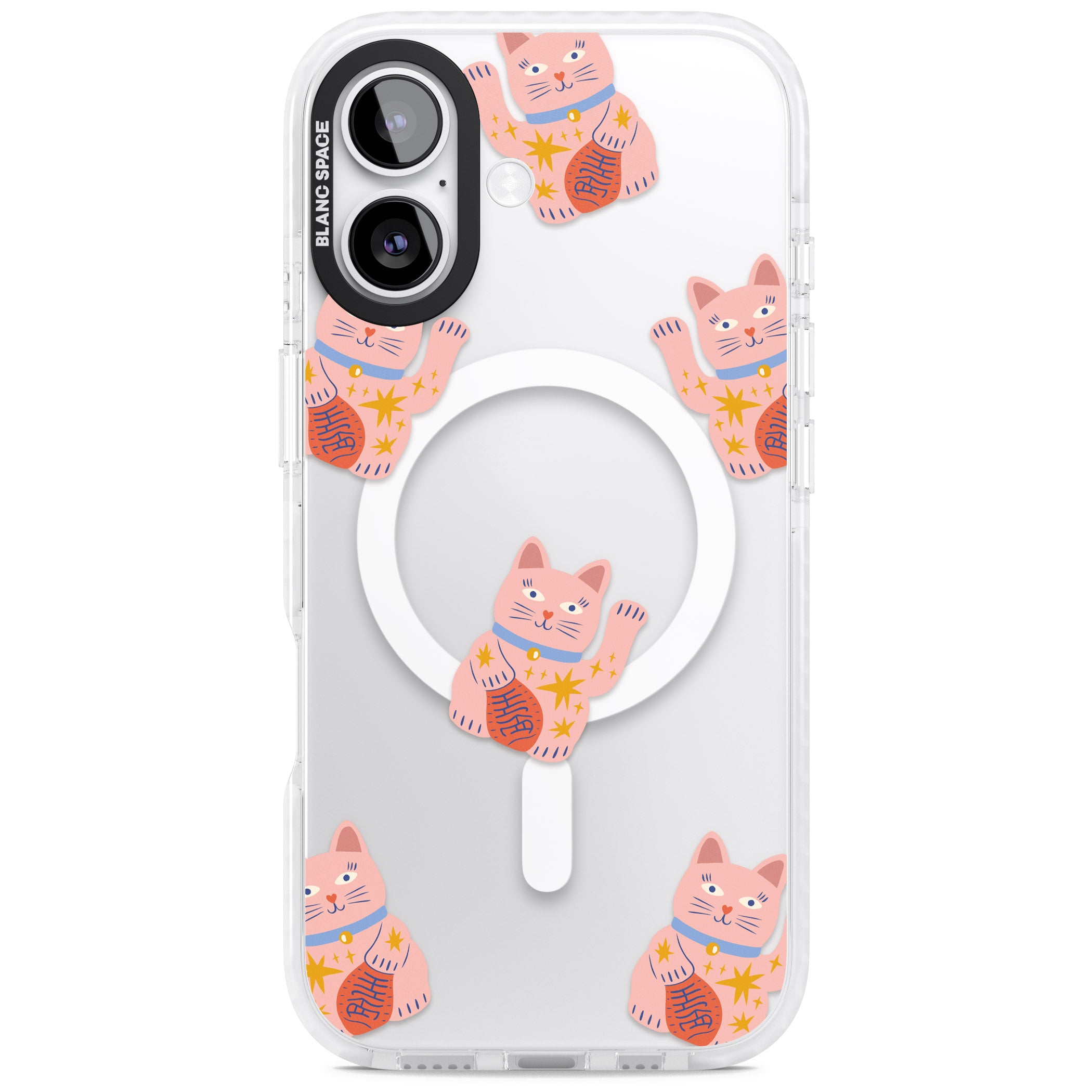 Waving Cat Pattern iPhone 17 Impact Pro Clear Phone Case